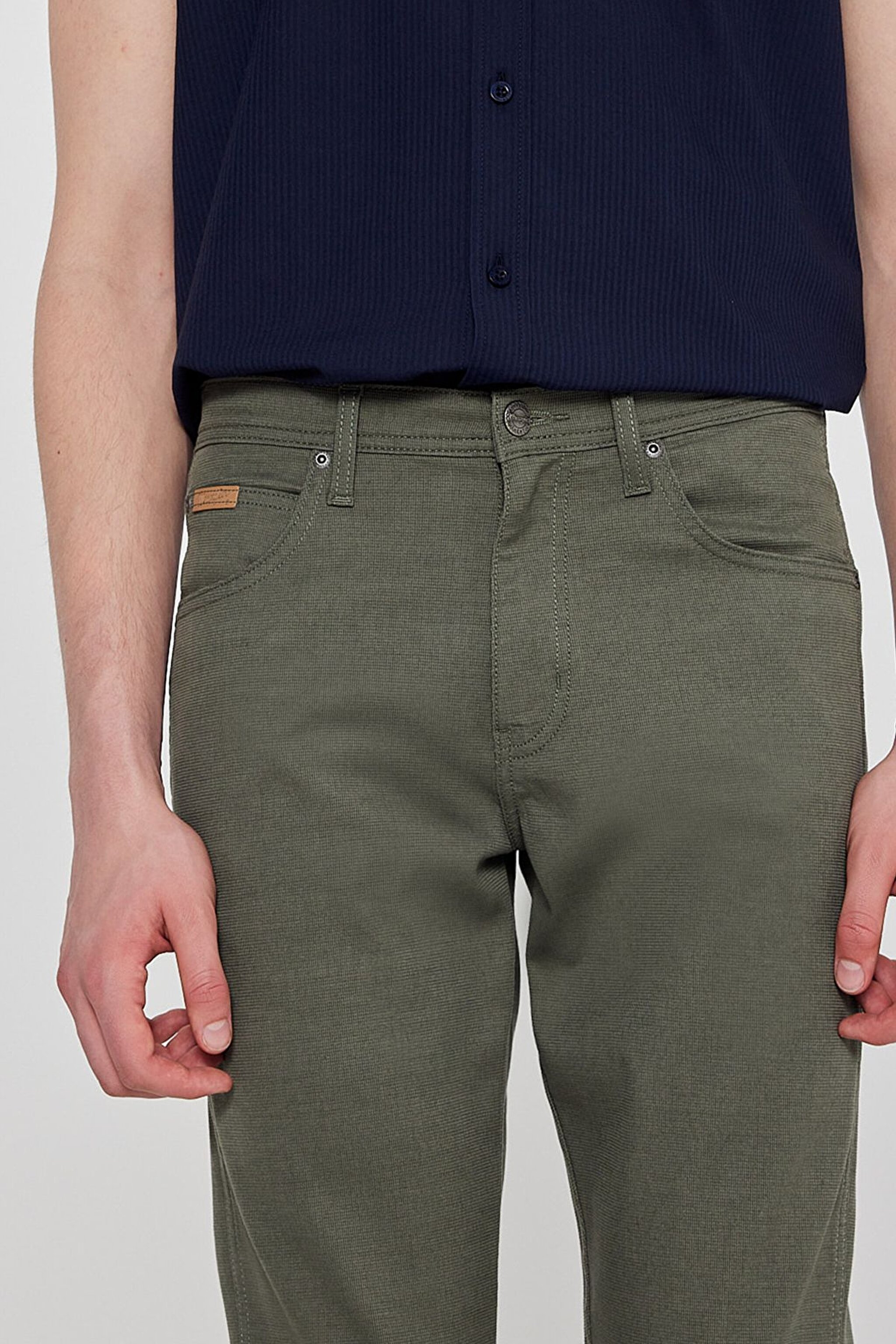 Pamuklu Arizona Straight Fit Cepli Esnek Jean Kot Denim Pantolon - Khaki-W12O021801 (görsel 4)