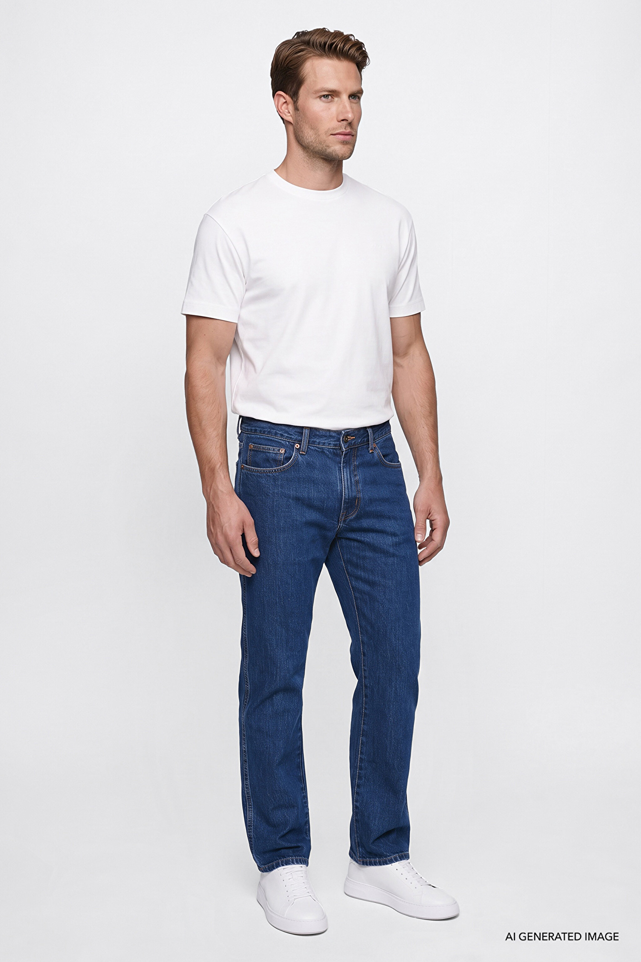 Pamuklu Arizona Straight Fit Cepli Esnek Jean Kot Denim Pantolon - Silkway-W12O26005639X (görsel 2)
