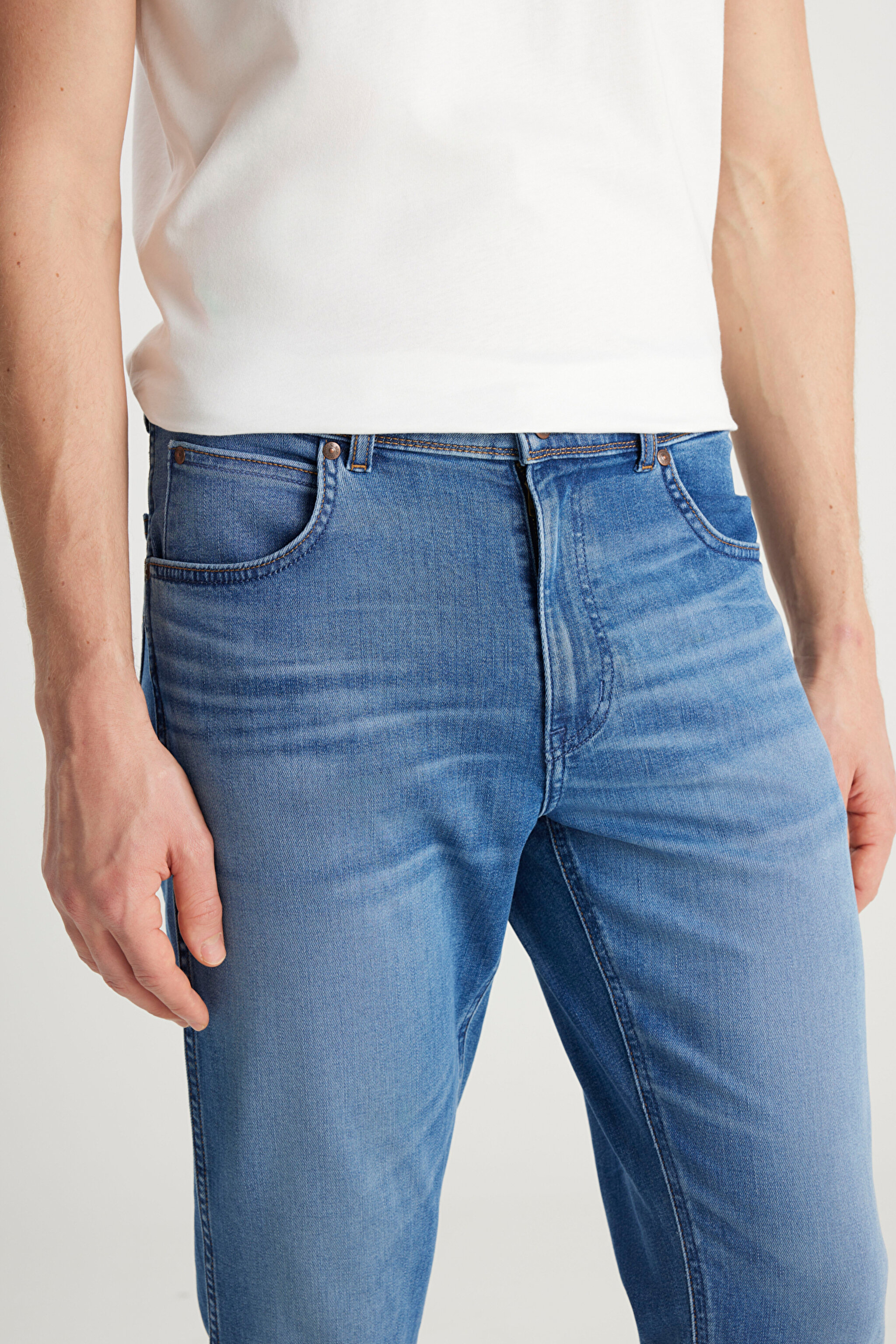 Texas Straight Fit Normal Bel Düz Paça Koyu Mavi Pamuklu Esnek Denim Jean Pantolon - Heritage Haze-W12S00018357 (görsel 5)