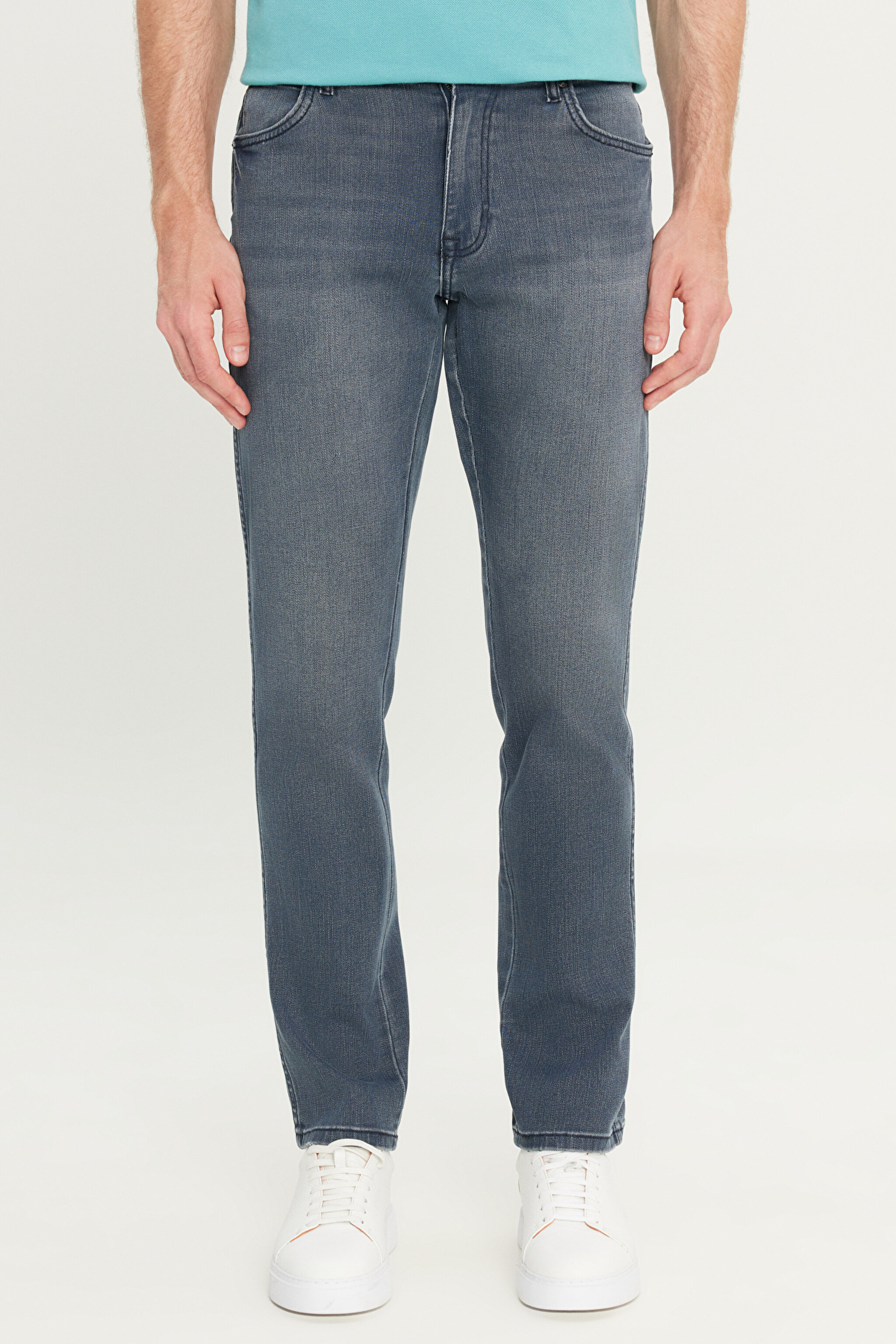 Texas Slim Fit Dar Kesim Normal Bel Antrasit Pamuklu Esnek Denim Jean Pantolon - Stone-W12S0002058 (görsel 3)
