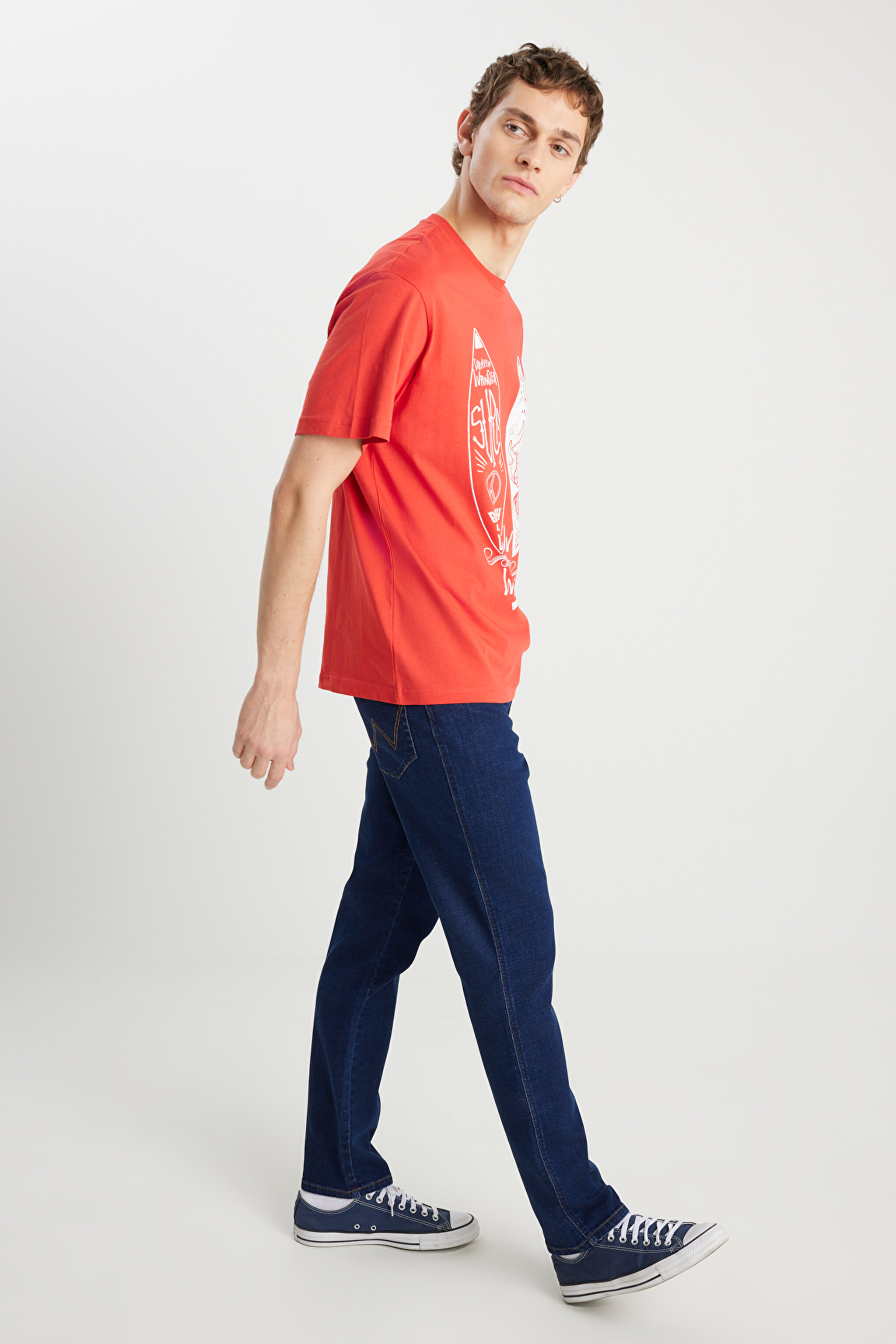 Texas Slim Fit Dar Kesim Normal Bel Dar Paça Koyu Mavi Pamuklu Esnek Jean Denim Pantolon
