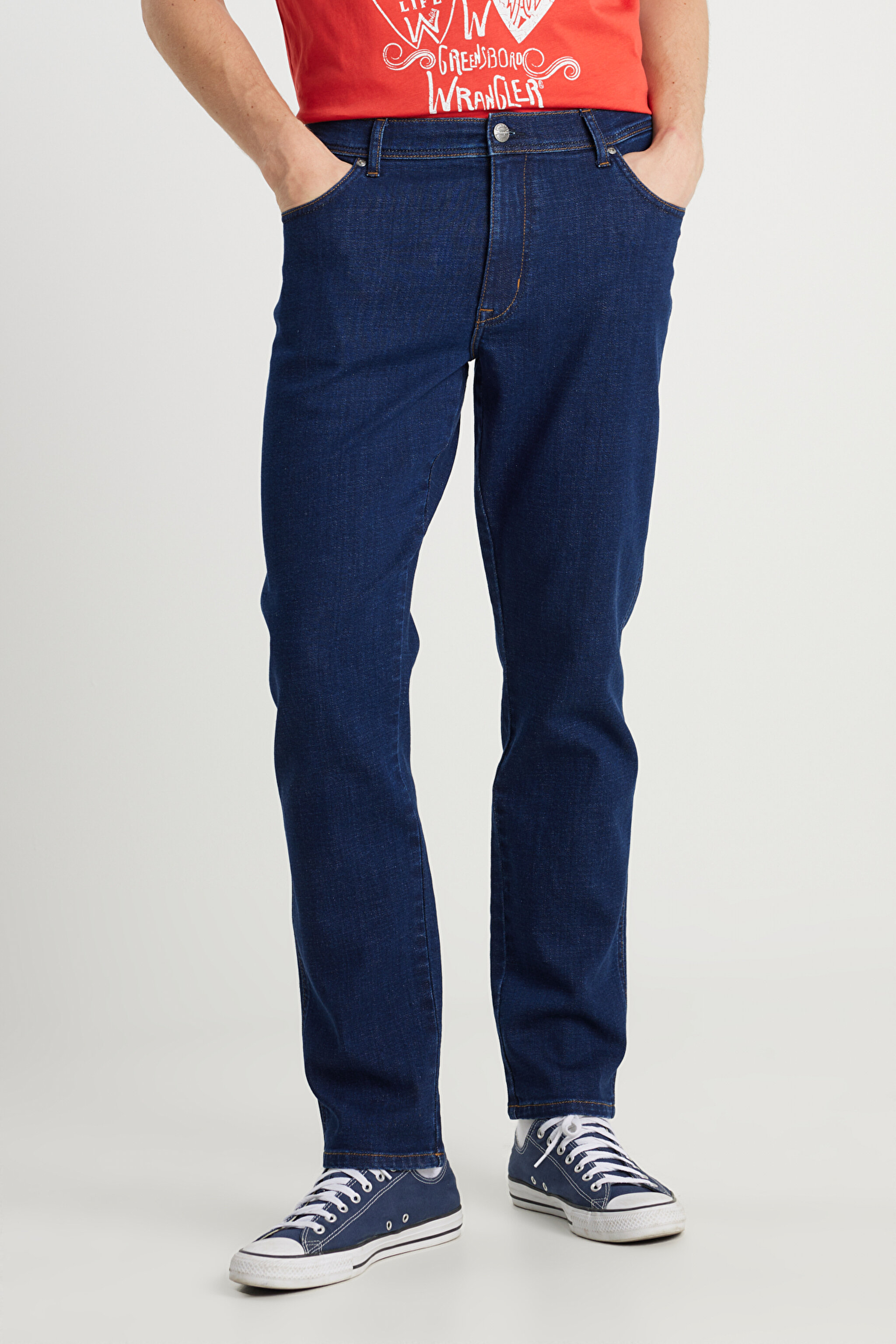 Texas Slim Fit Dar Kesim Normal Bel Dar Paça Koyu Mavi Pamuklu Esnek Jean Denim Pantolon - Dark Indigo-W12S00029317 (görsel 4)