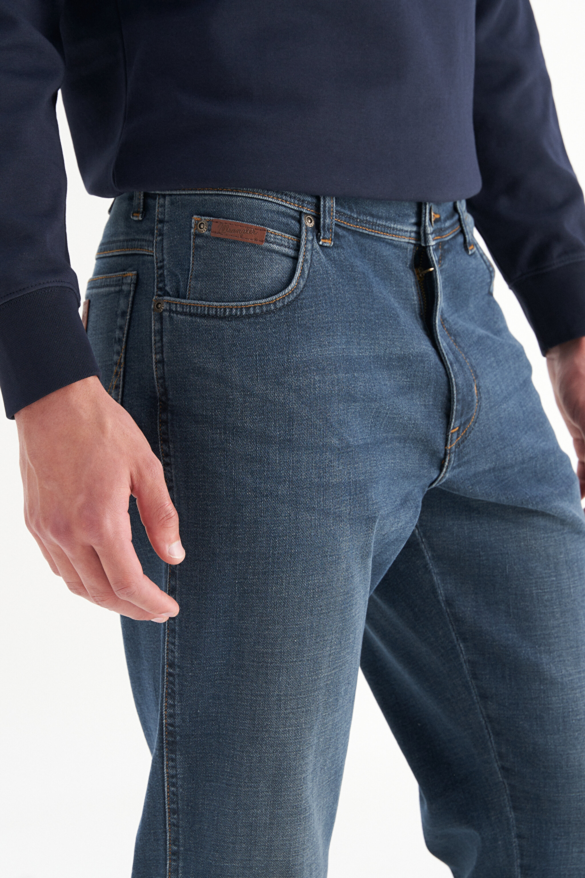 Texas Slim Fit Dar Kesim Normal Bel Koyu Mavi Pamuklu Esnek Denim