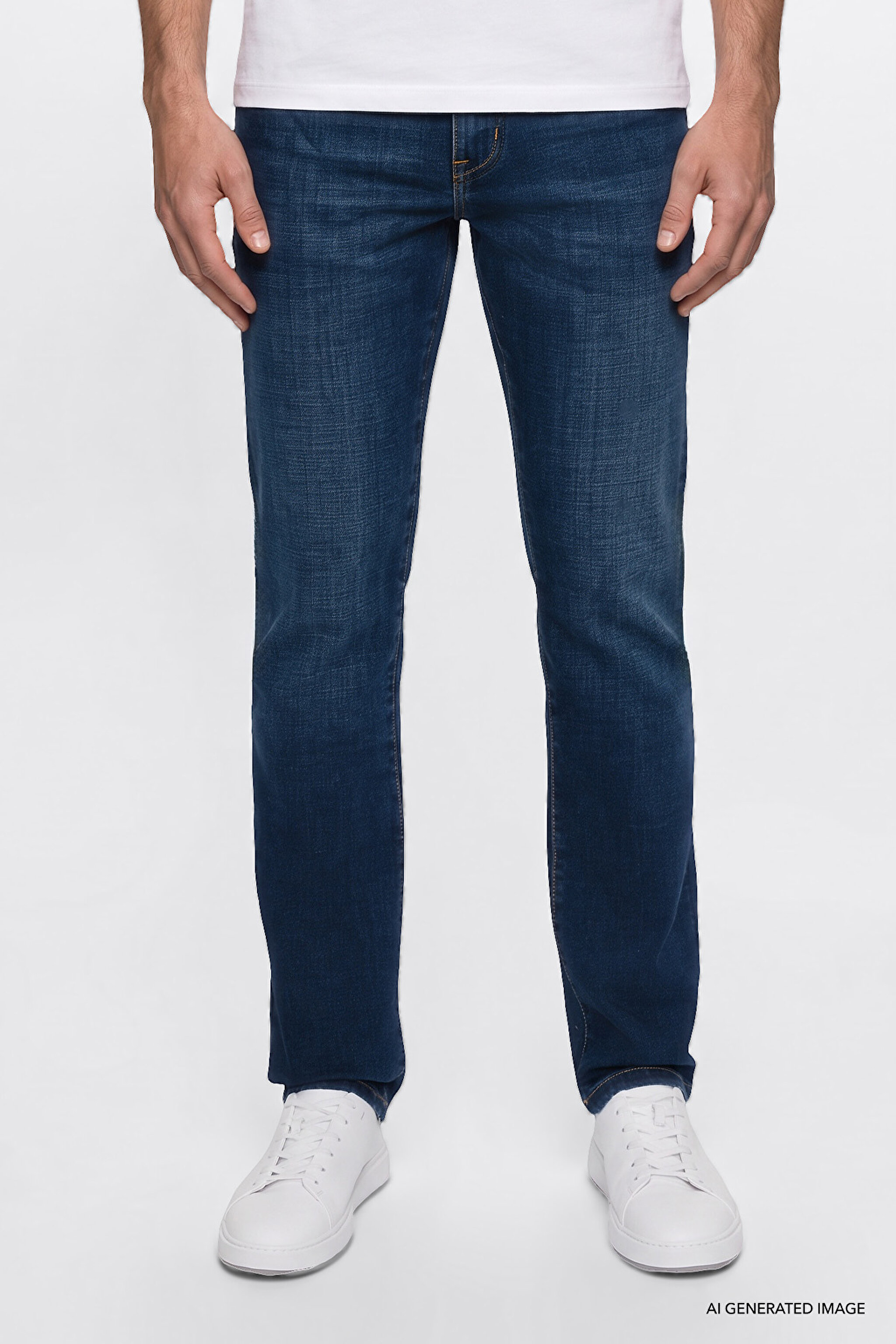 Texas Slim Fit Dar Kesim Normal Bel Koyu Mavi Pamuklu Esnek Denim Jean Pantolon - Dark Indigo-W12S00031317 (görsel 3)