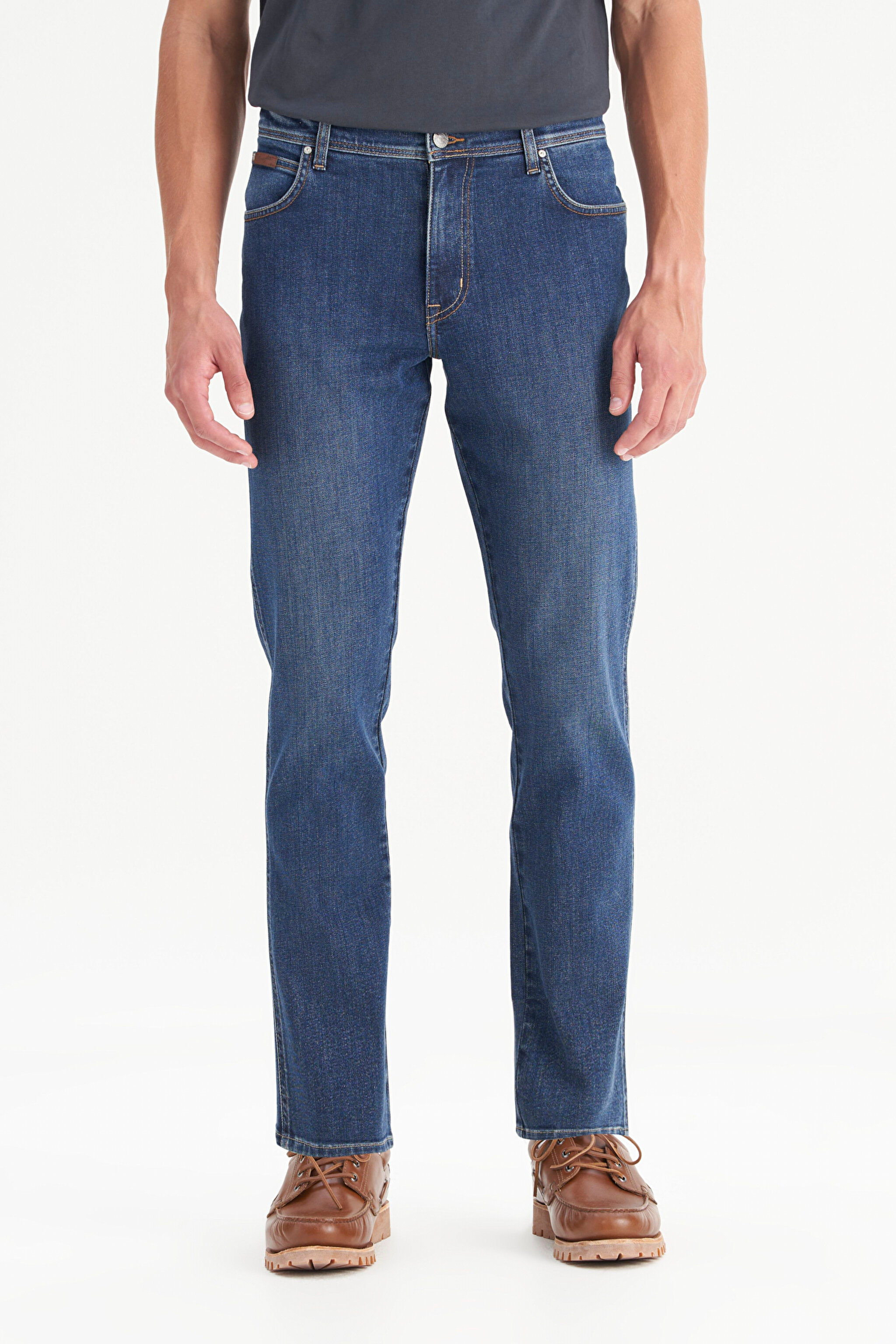 Texas Slim Fit Dar Kesim Normal Bel Dar Paça Koyu Mavi Pamuklu Esnek Jean Denim Pantolon - Dark Indigo-W12S00032317 (görsel 2)