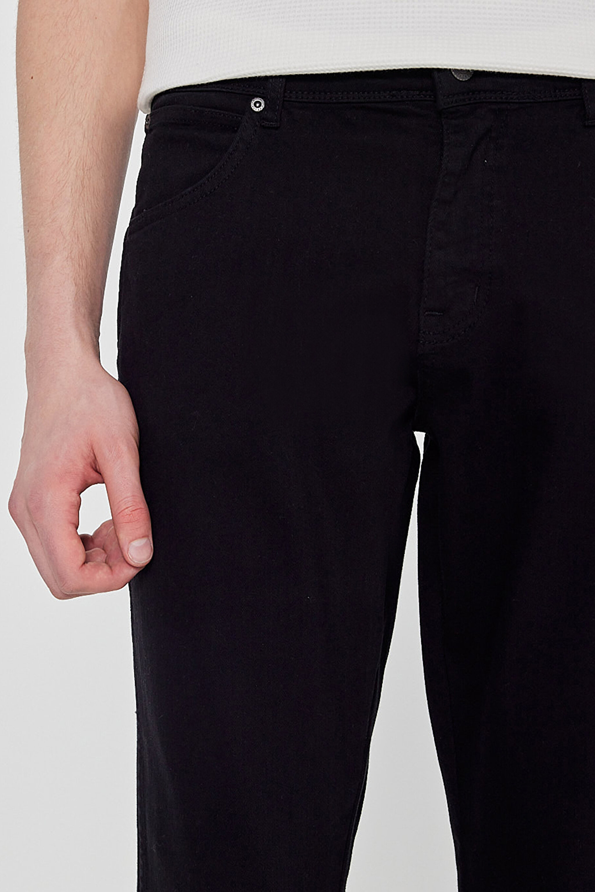 Texas Slim Fit Dar Kesim Normal Bel Siyah Esnek Pantolon - Black-W12S004001 (görsel 5)