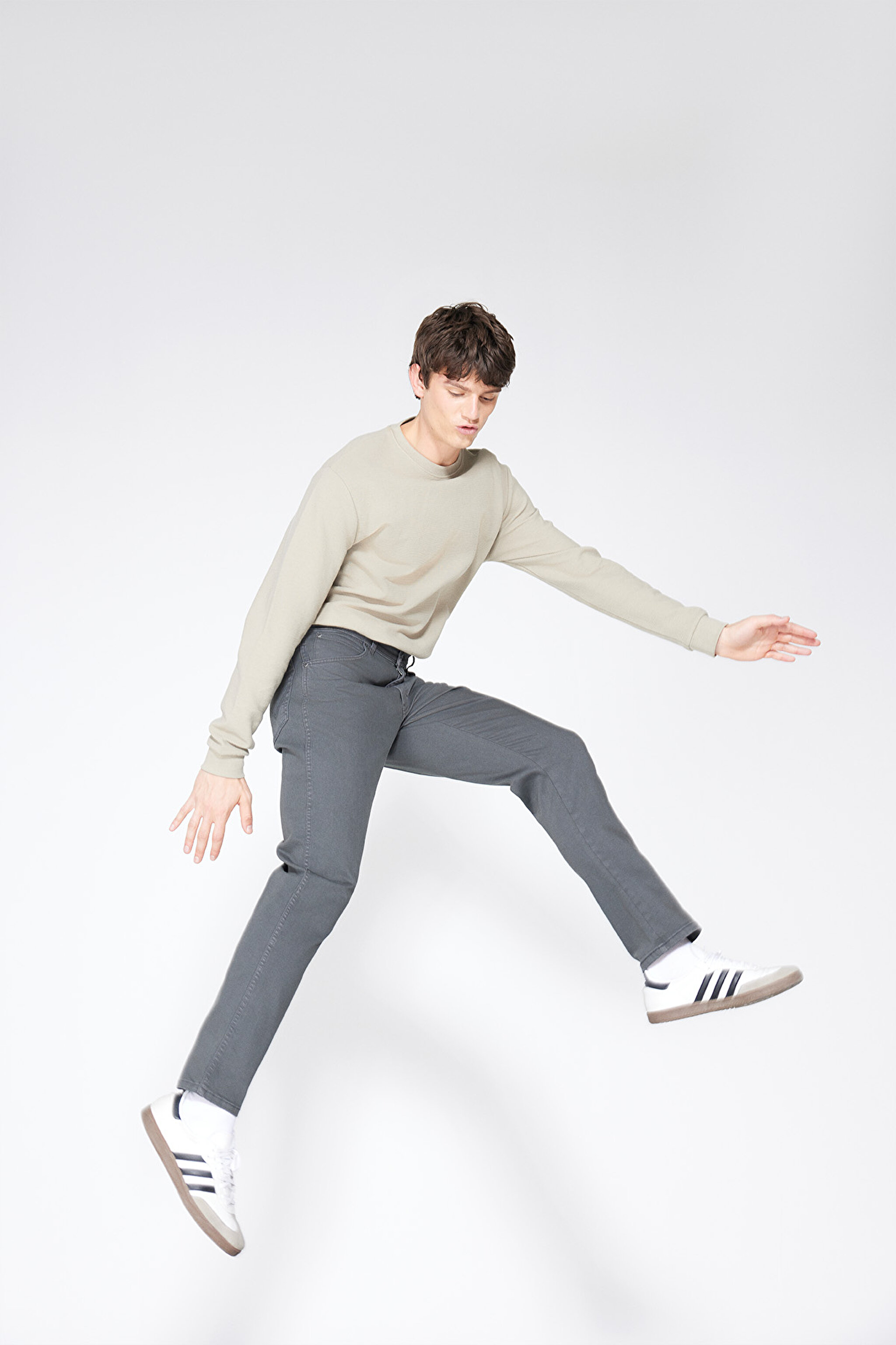 Texas Slim Fit Dar Kesim Normal Bel Antrasit Esnek Pantolon