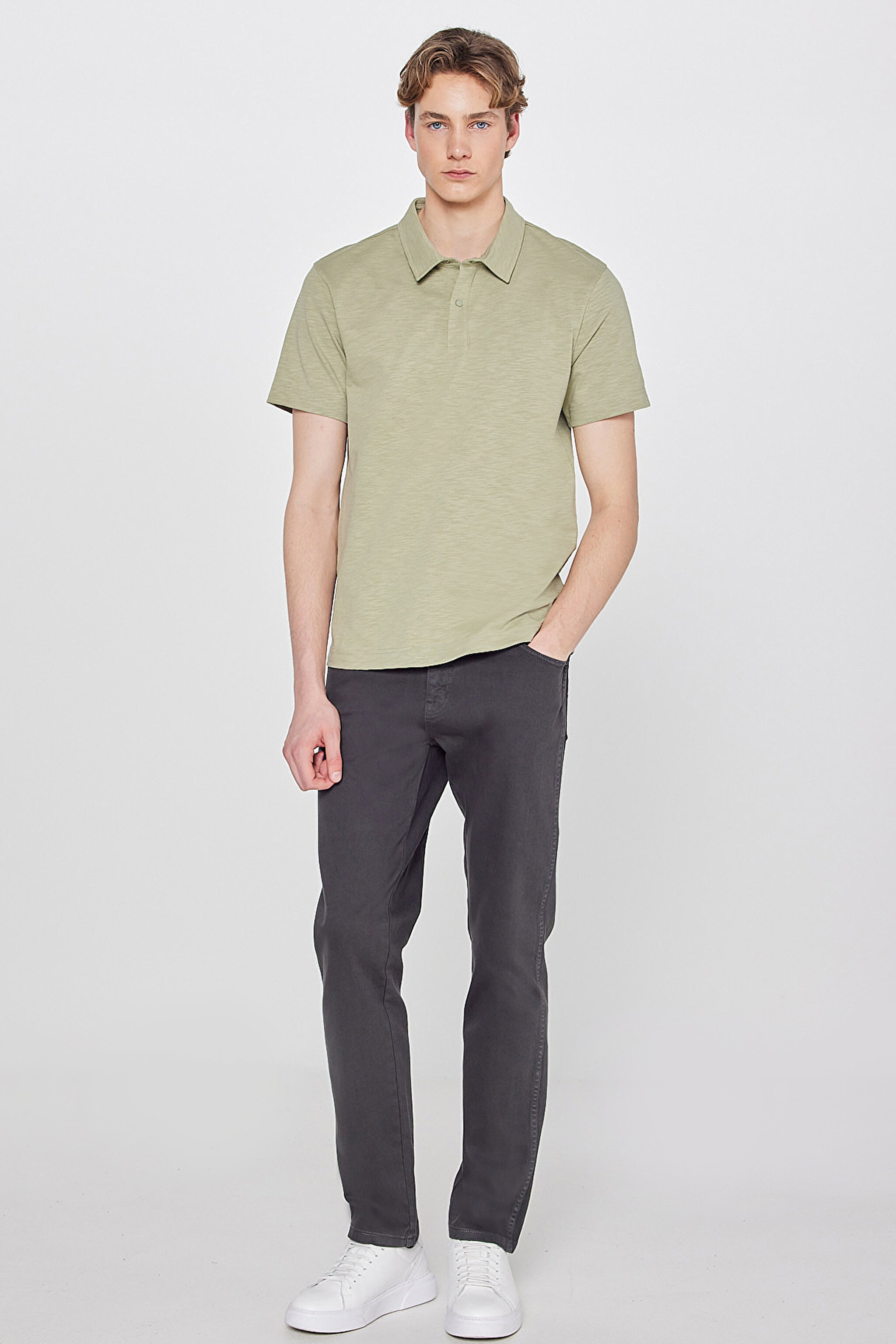 Texas Slim Fit Dar Kesim Normal Bel Antrasit Esnek Pantolon - Anthracite-W12S004003 (görsel 2)