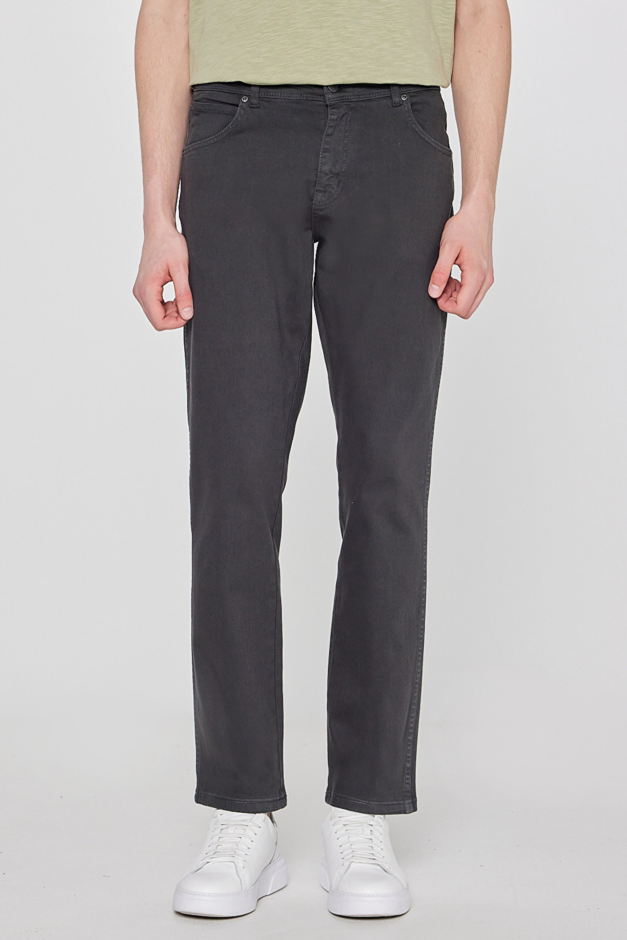 Texas Slim Fit Dar Kesim Normal Bel Antrasit Esnek Pantolon - Anthracite-W12S004003 (görsel 3)