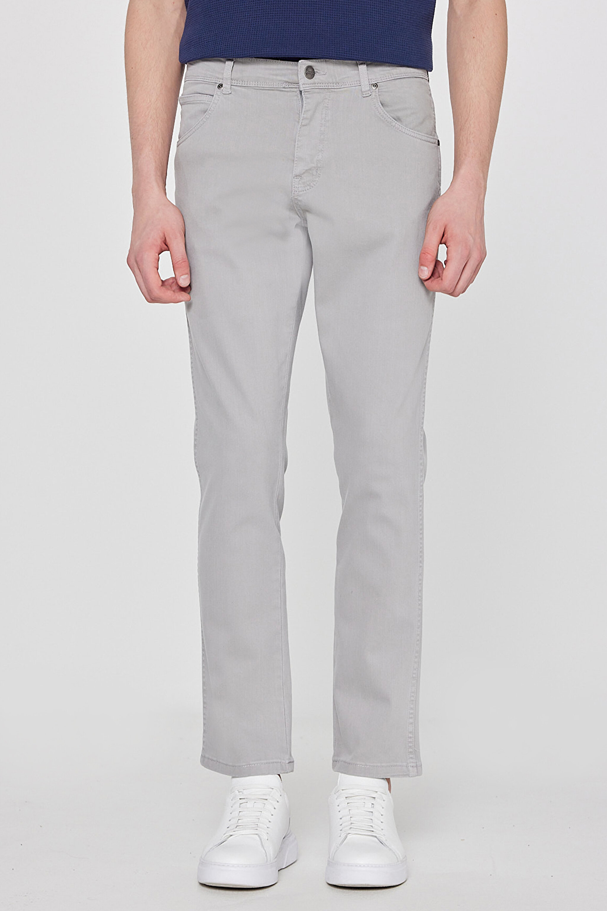 Texas Slim Fit Dar Kesim Normal Bel Açık Gri Esnek Pantolon - Gray-W12S004035 (görsel 3)