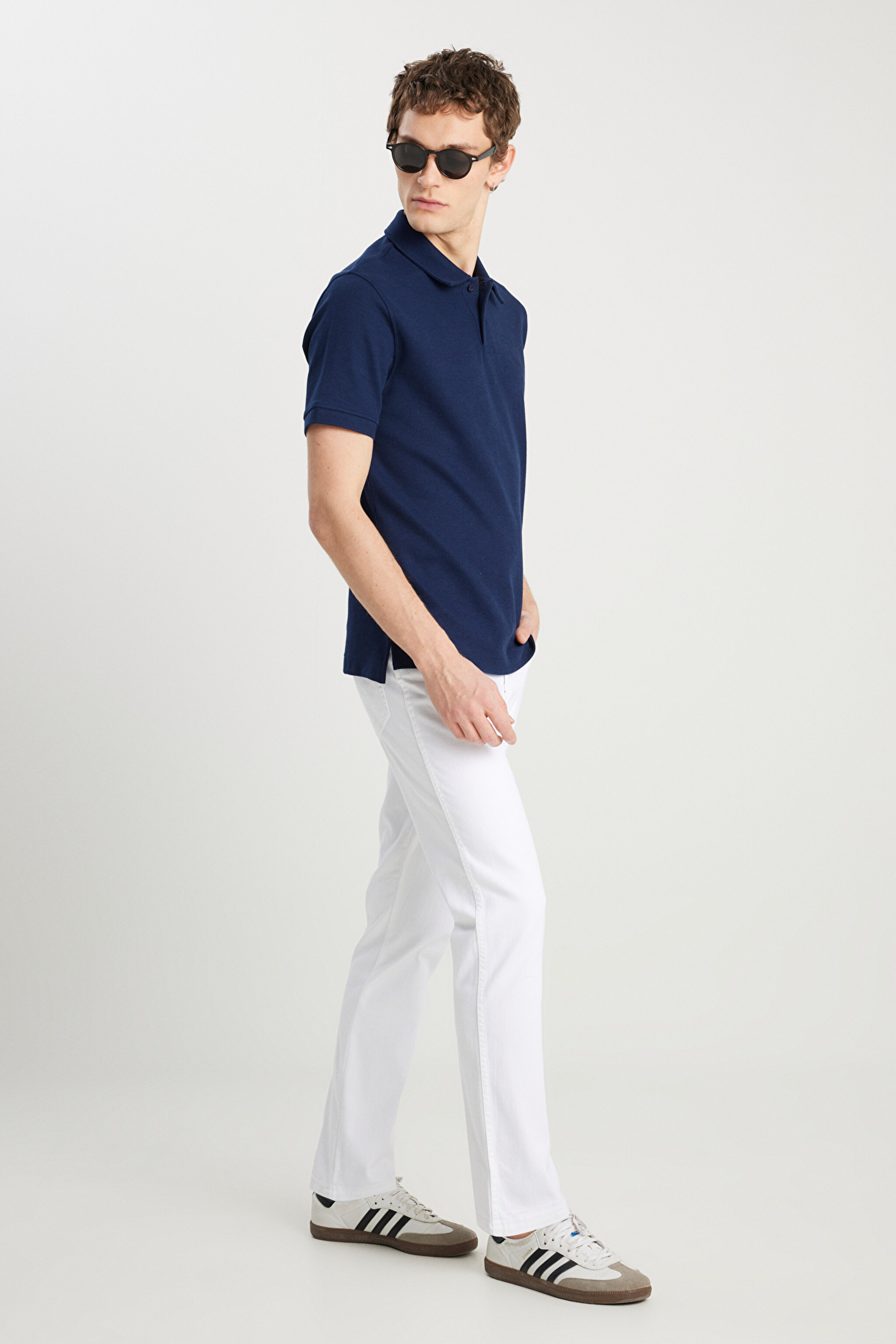 Texas Slim Fit Dar Kesim Normal Bel Beyaz Esnek Pantolon