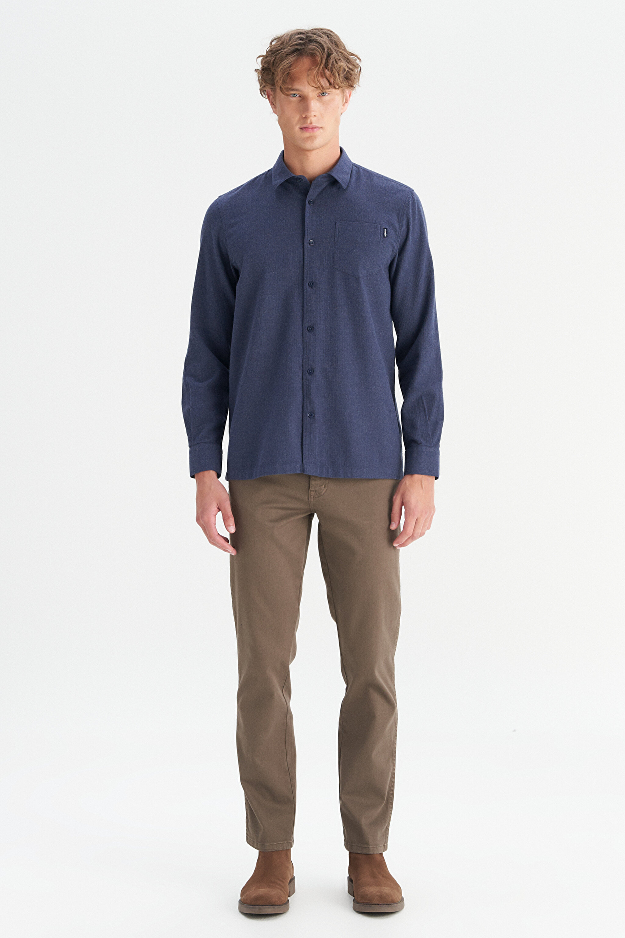 Texas Authentic Slim Fit Dar Kesim Normal Bel Bej Esnek Pantolon - Tarmac-W12S004191 (görsel 3)