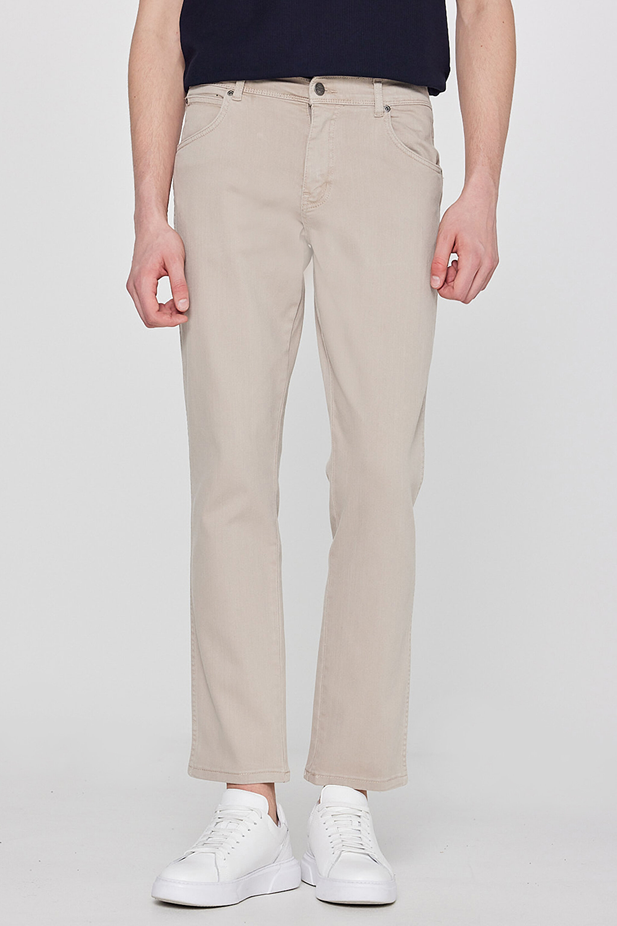 Texas Authentic Slim Fit Dar Kesim Normal Bel Bej Esnek Pantolon - Beige-W12S004614 (görsel 3)