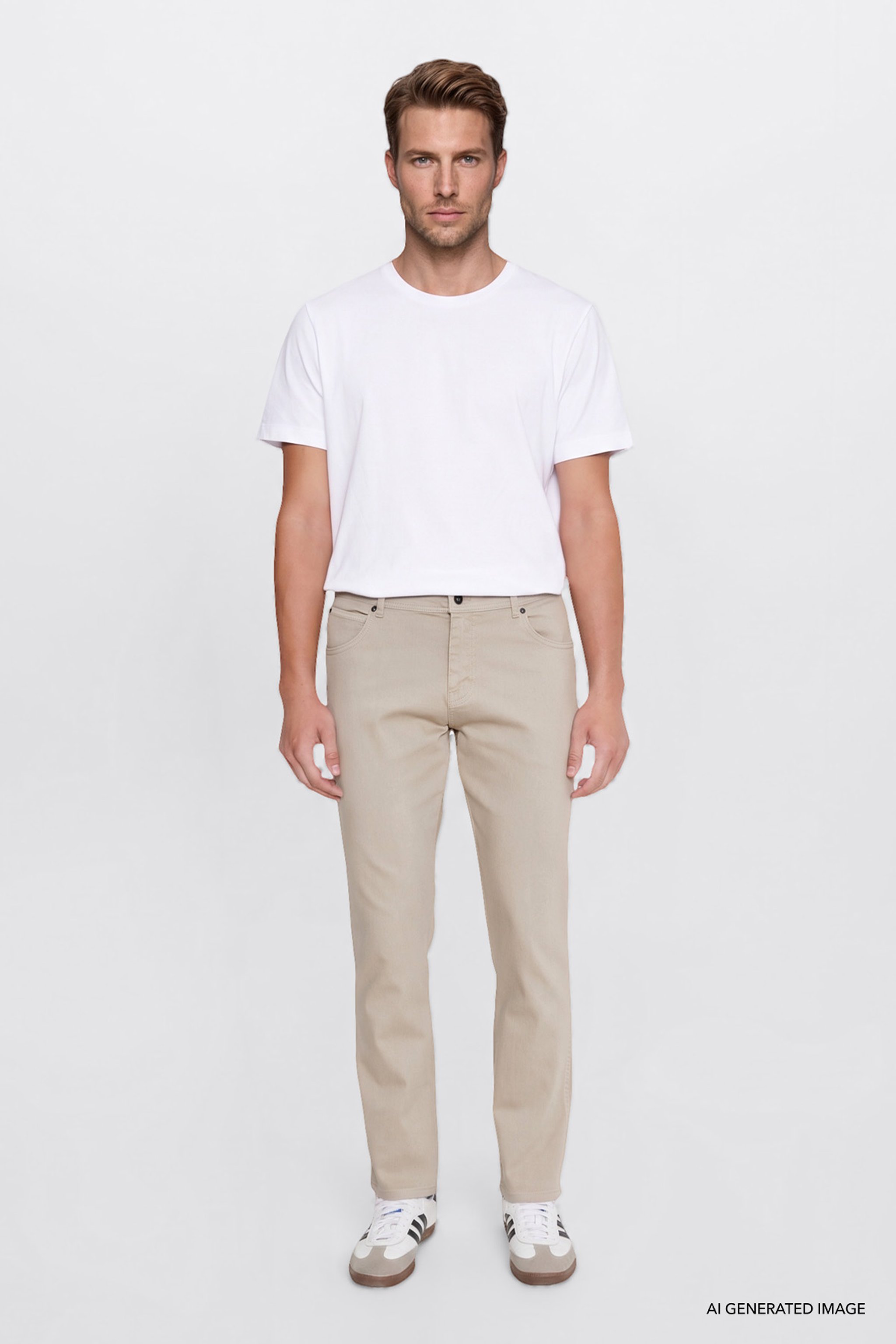 Texas Authentic Slim Fit Dar Kesim Normal Bel Bej Esnek Pantolon - Beige-W12S004614 (görsel 2)