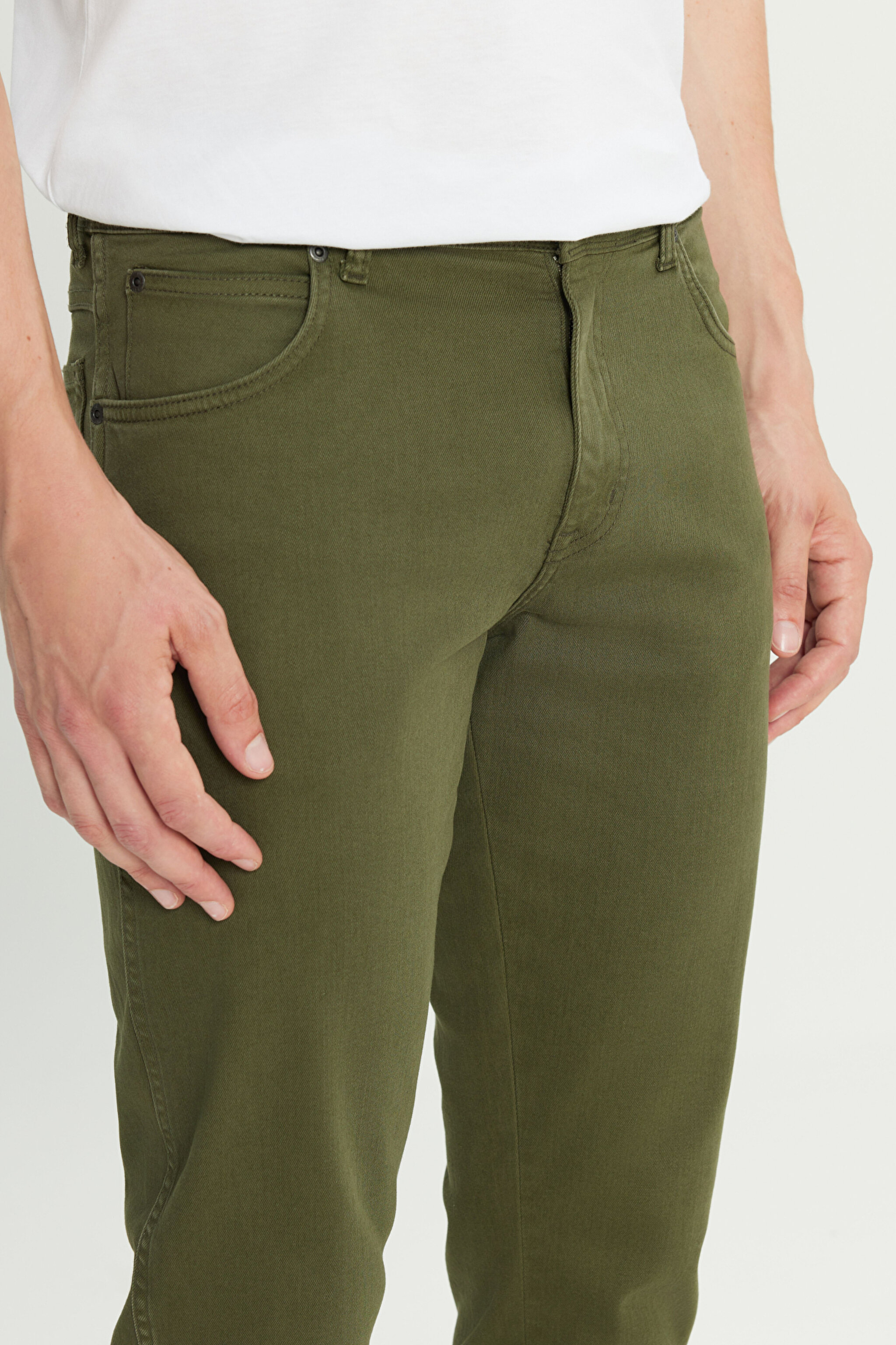Texas Slim Fit Dar Kesim Normal Bel Haki Esnek Pantolon - Khaki-W12S004801 (görsel 5)
