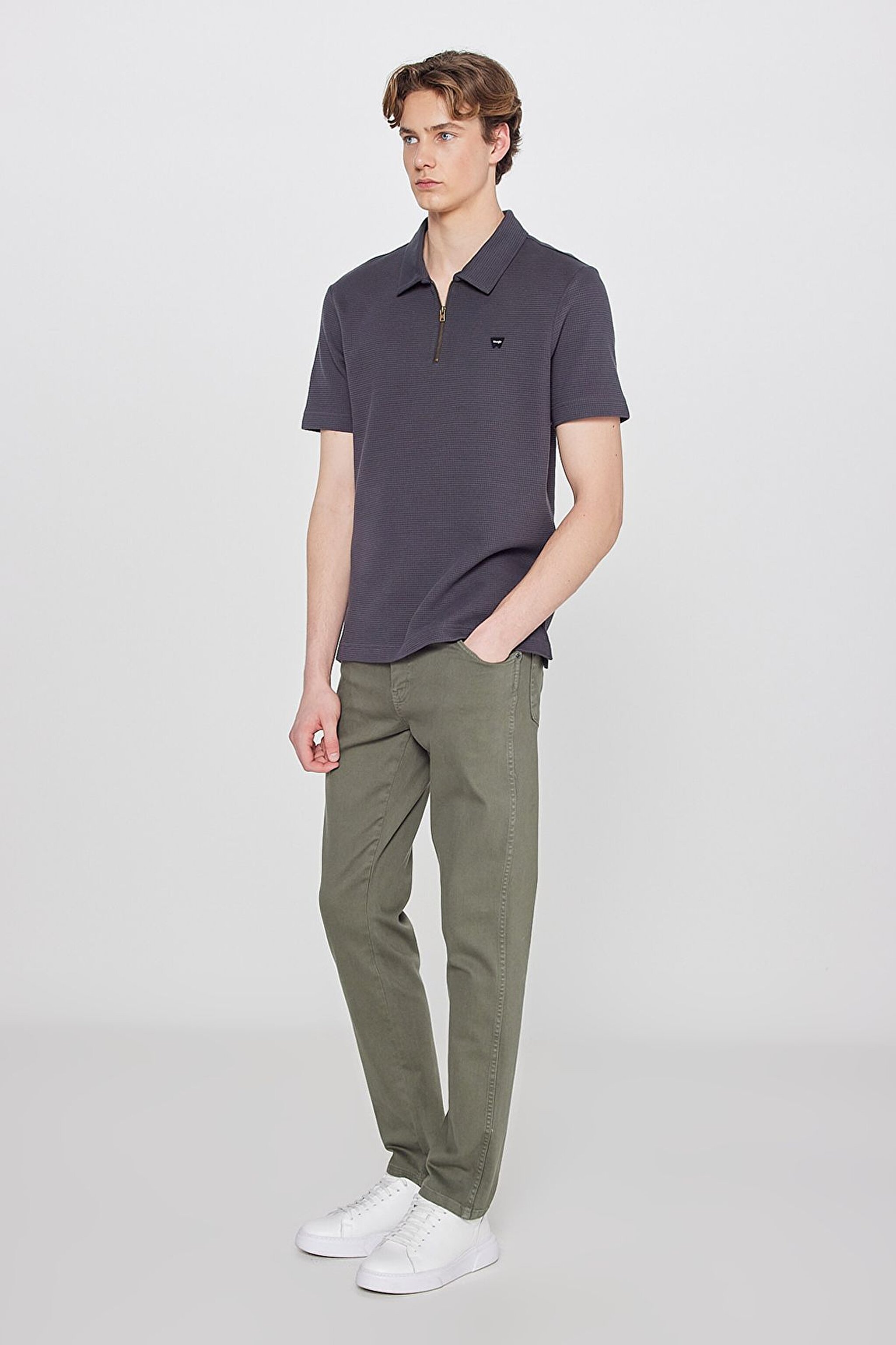 Texas Slim Fit Dar Kesim Normal Bel Haki Esnek Pantolon - Dark Green-W12S004826 (görsel 2)