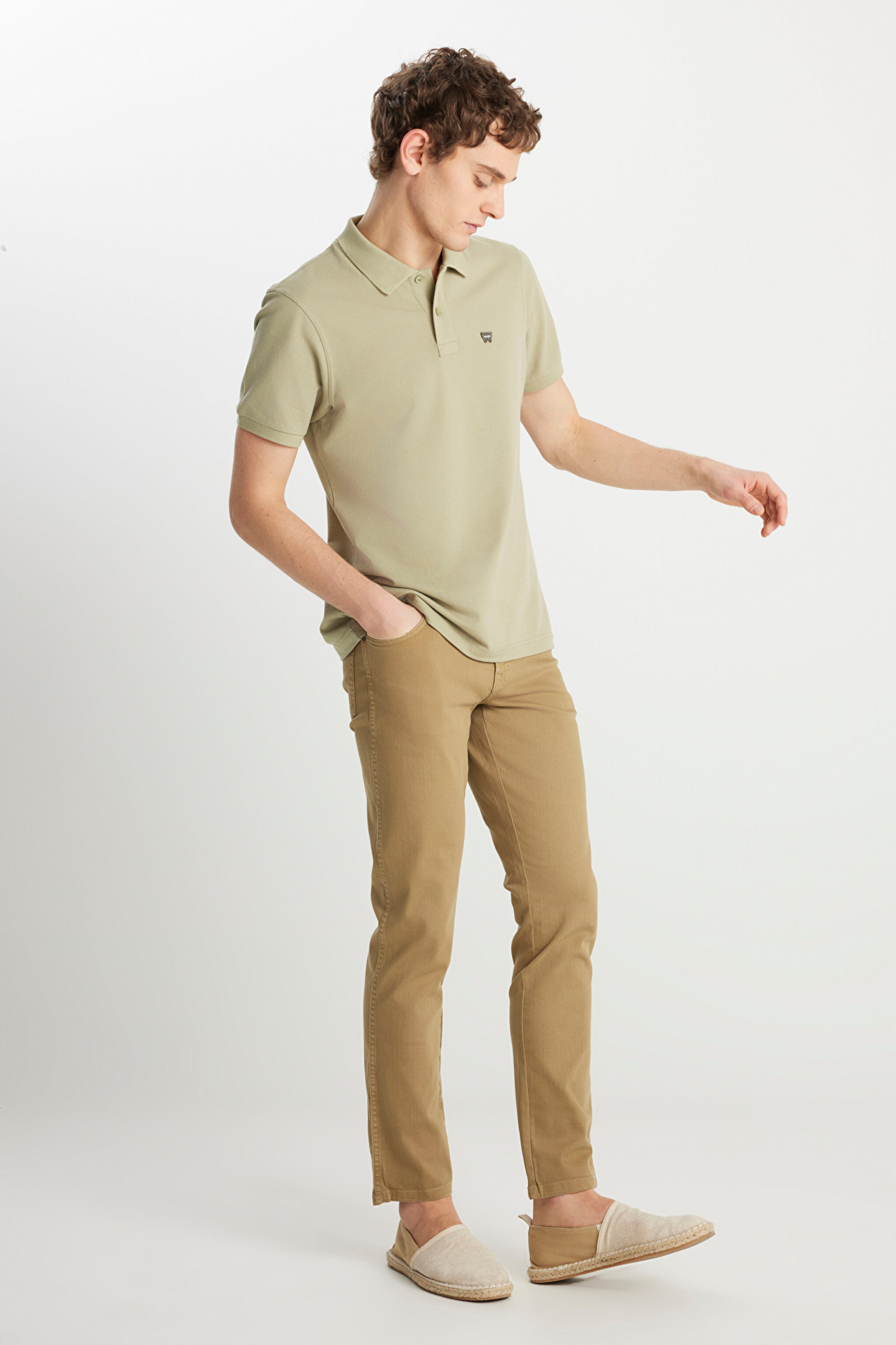 Texas Slim Fit Dar Kesim Normal Bel Kahverengi Esnek Pantolon - Tobacco Brown-W12S004SZ