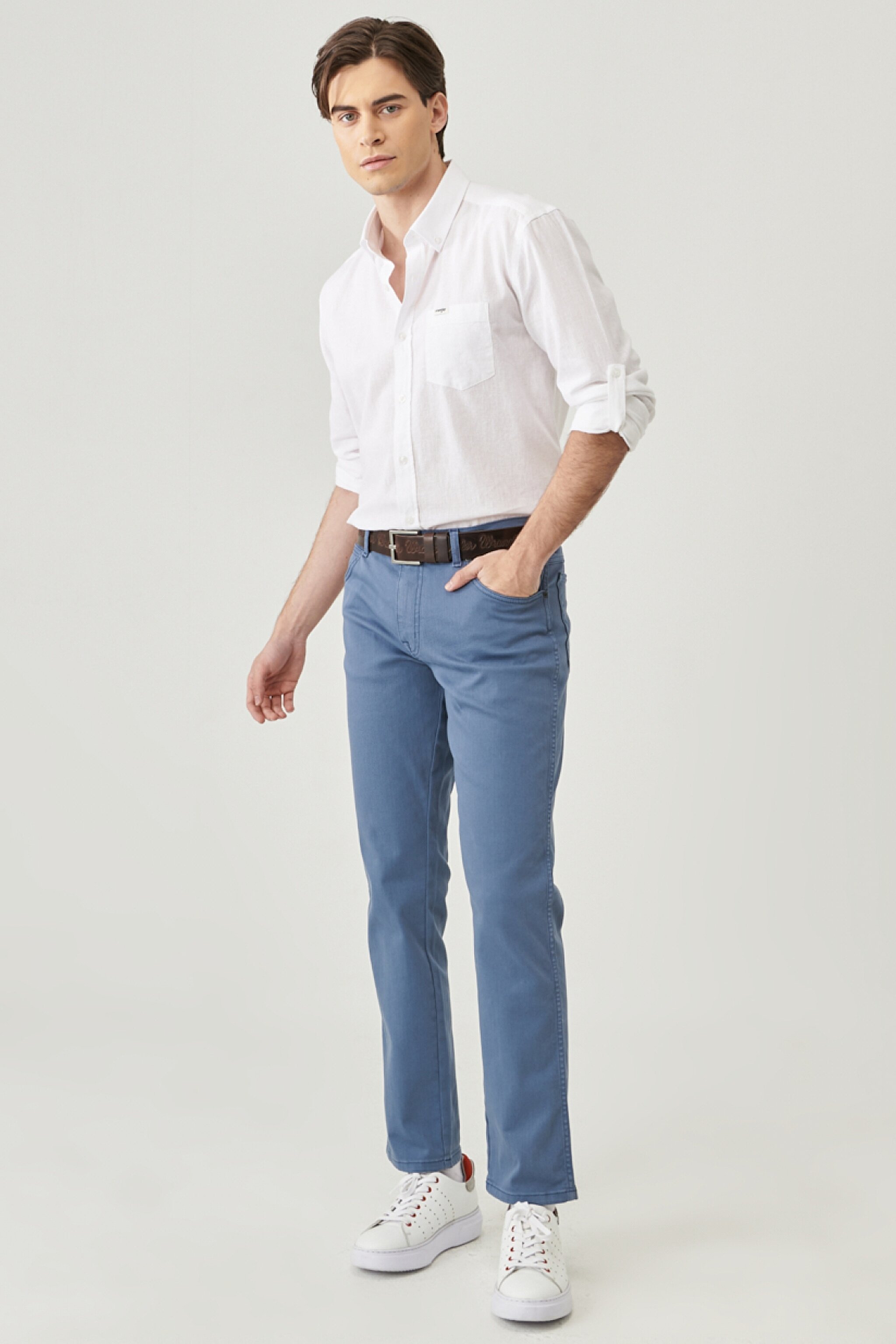 Texas Slim Fit Dar Kesim Normal Bel İndigo Esnek Pantolon - İndigo-W12S004TF (görsel 2)