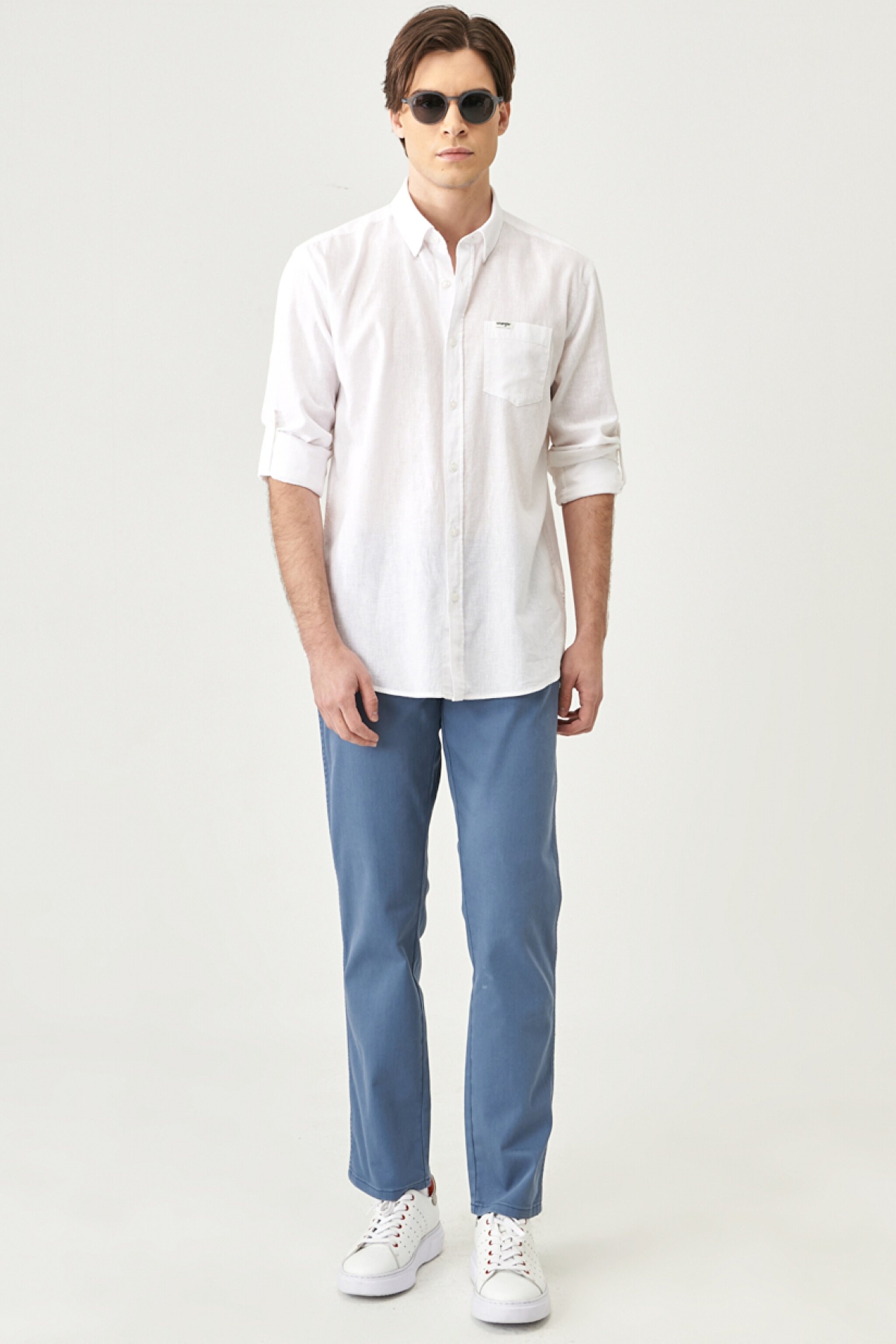 Texas Slim Fit Dar Kesim Normal Bel İndigo Esnek Pantolon - İndigo-W12S004TF (görsel 3)