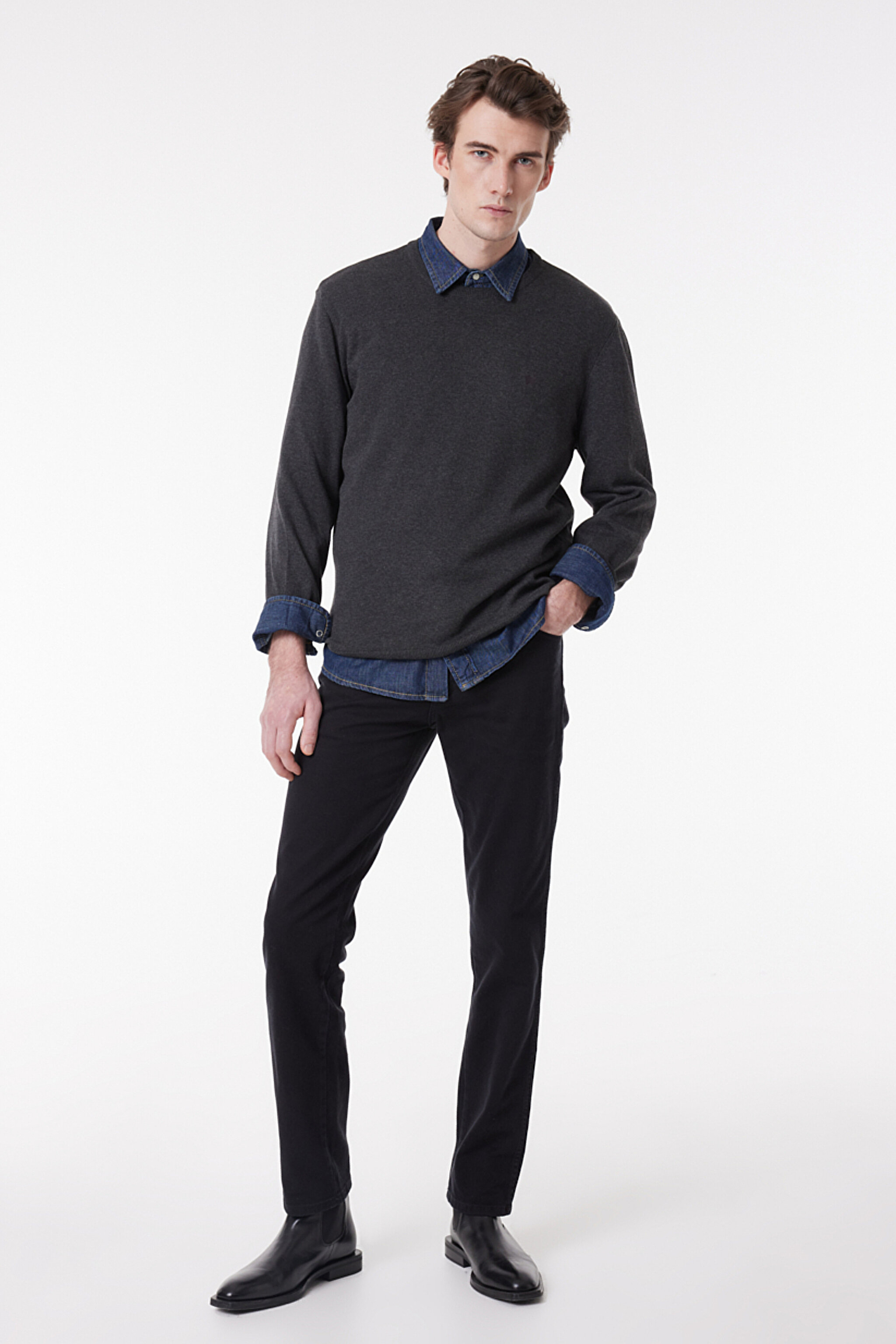 Texas Slim Fit Dar Kesim Normal Bel Esnek Jean Kot Pantolon - Black-W12S016100 (görsel 4)