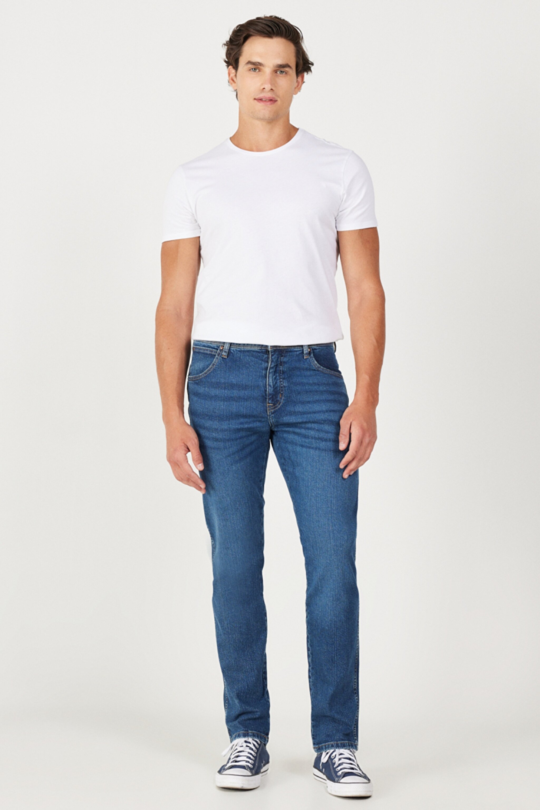 Texas Slim Fit Dar Kesim Normal Bel Mavi Esnek Jean Kot Pantolon - Mid Blue-W12S057XT (görsel 2)