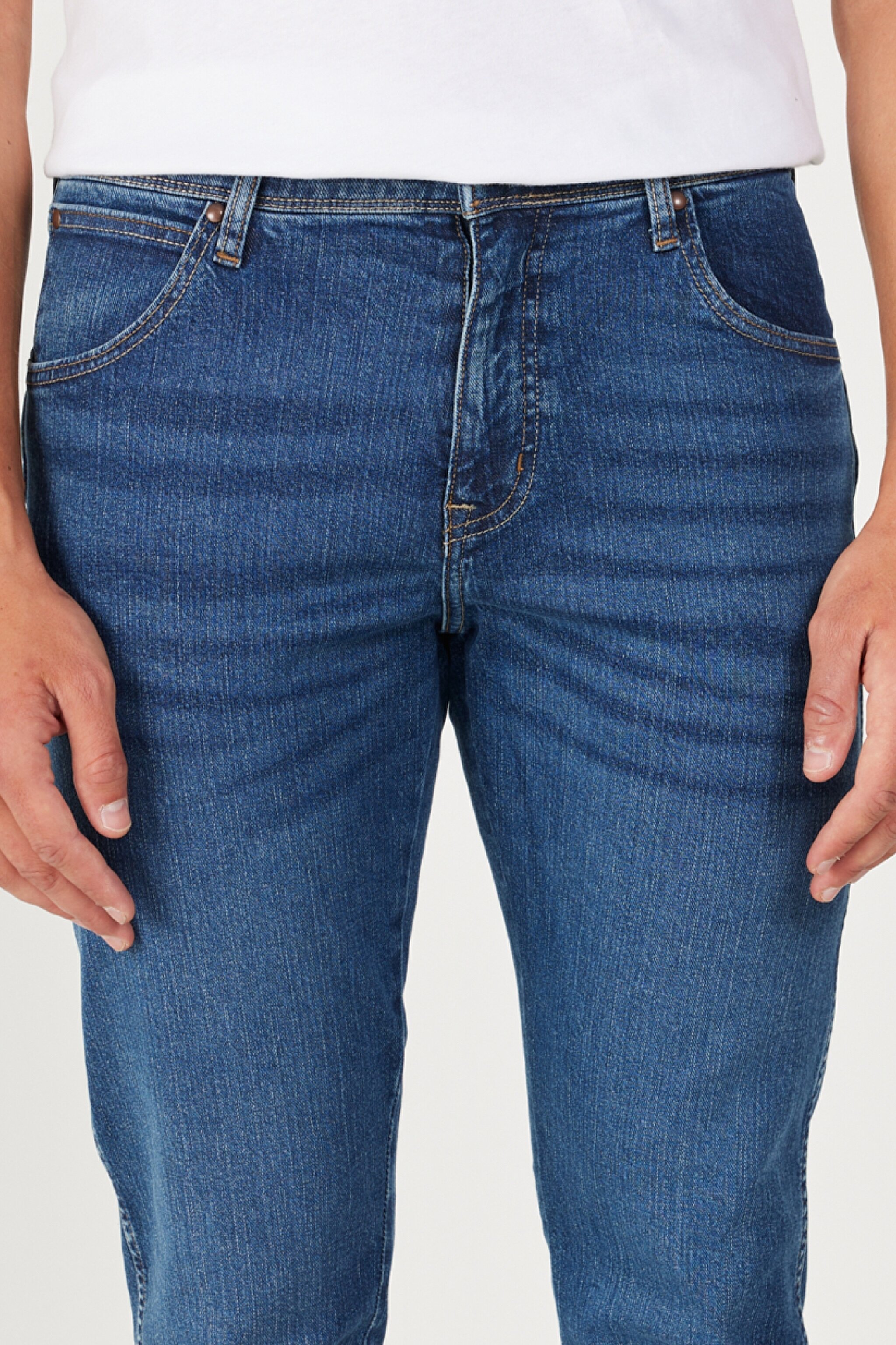 Texas Slim Fit Dar Kesim Normal Bel Mavi Esnek Jean Kot Pantolon - Mid Blue-W12S057XT (görsel 5)