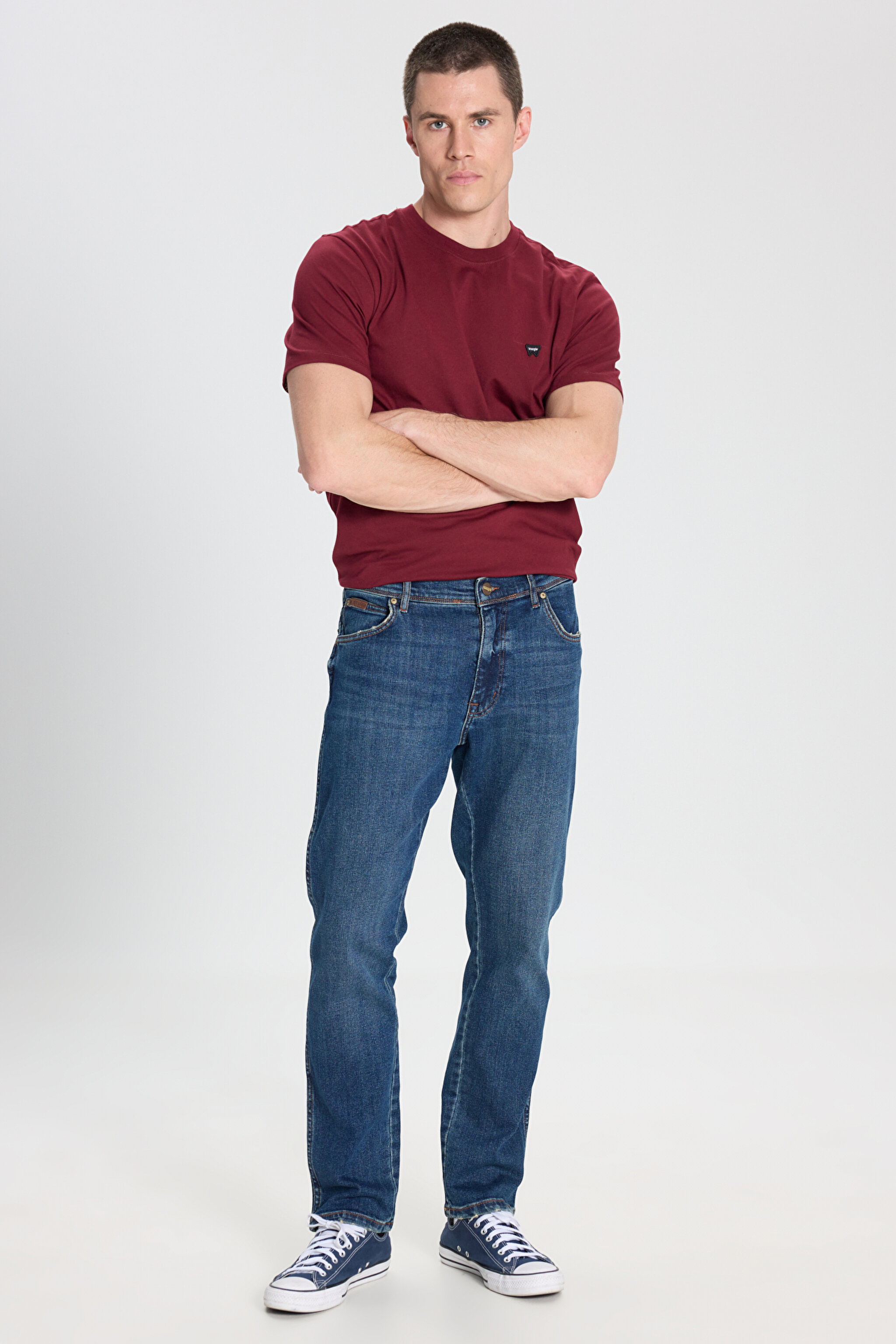 Slim Fit Dar Kesim Normal Bel Dar Paça Mavi Texas Jean Kot Pantolon - Mid Blue-W12S076XT (görsel 2)