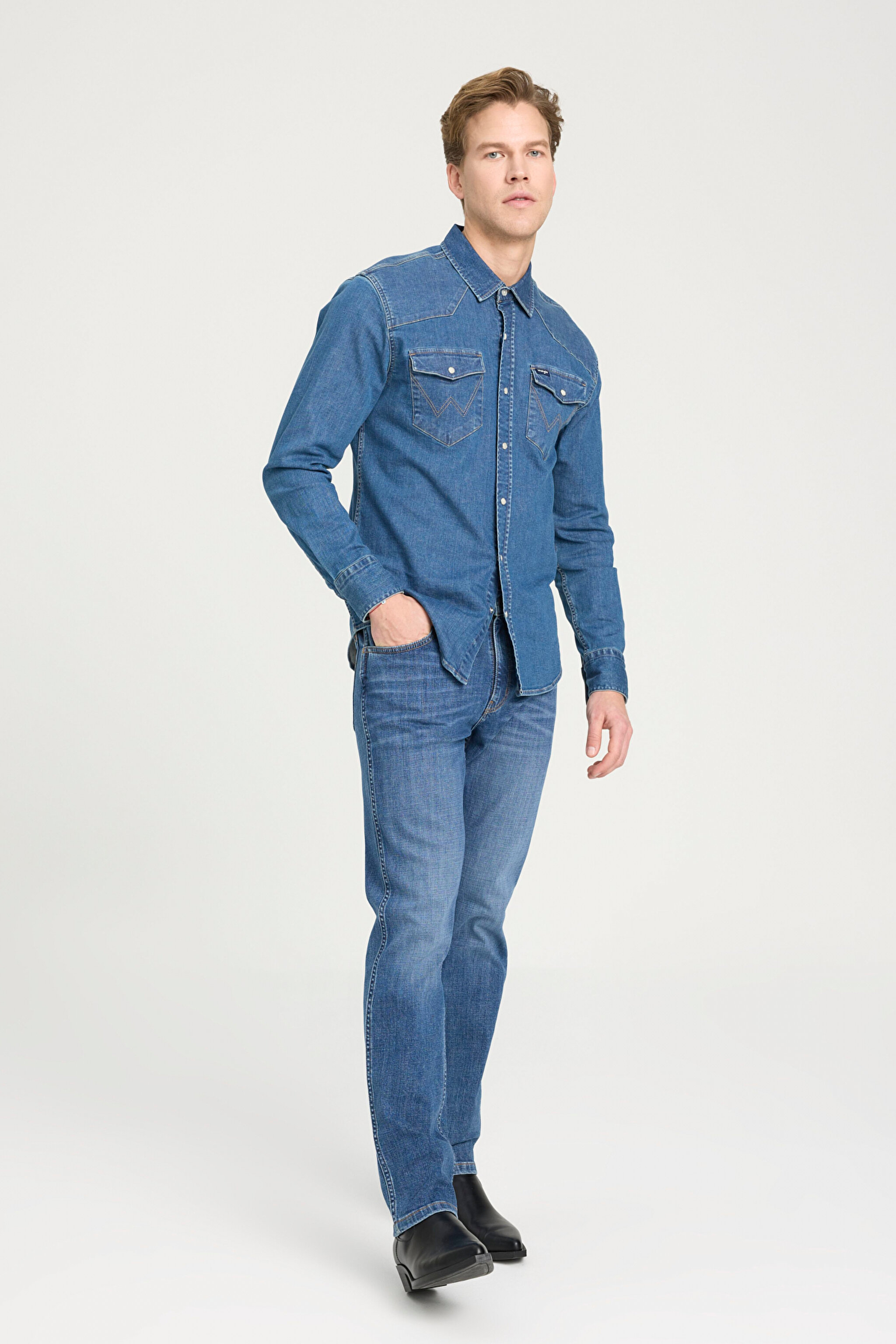 Slim Fit Dar Kesim Normal Bel Dar Paça Koyu Mavi Texas Jean Kot Pantolon - In Deep-W12S084W83 (görsel 2)