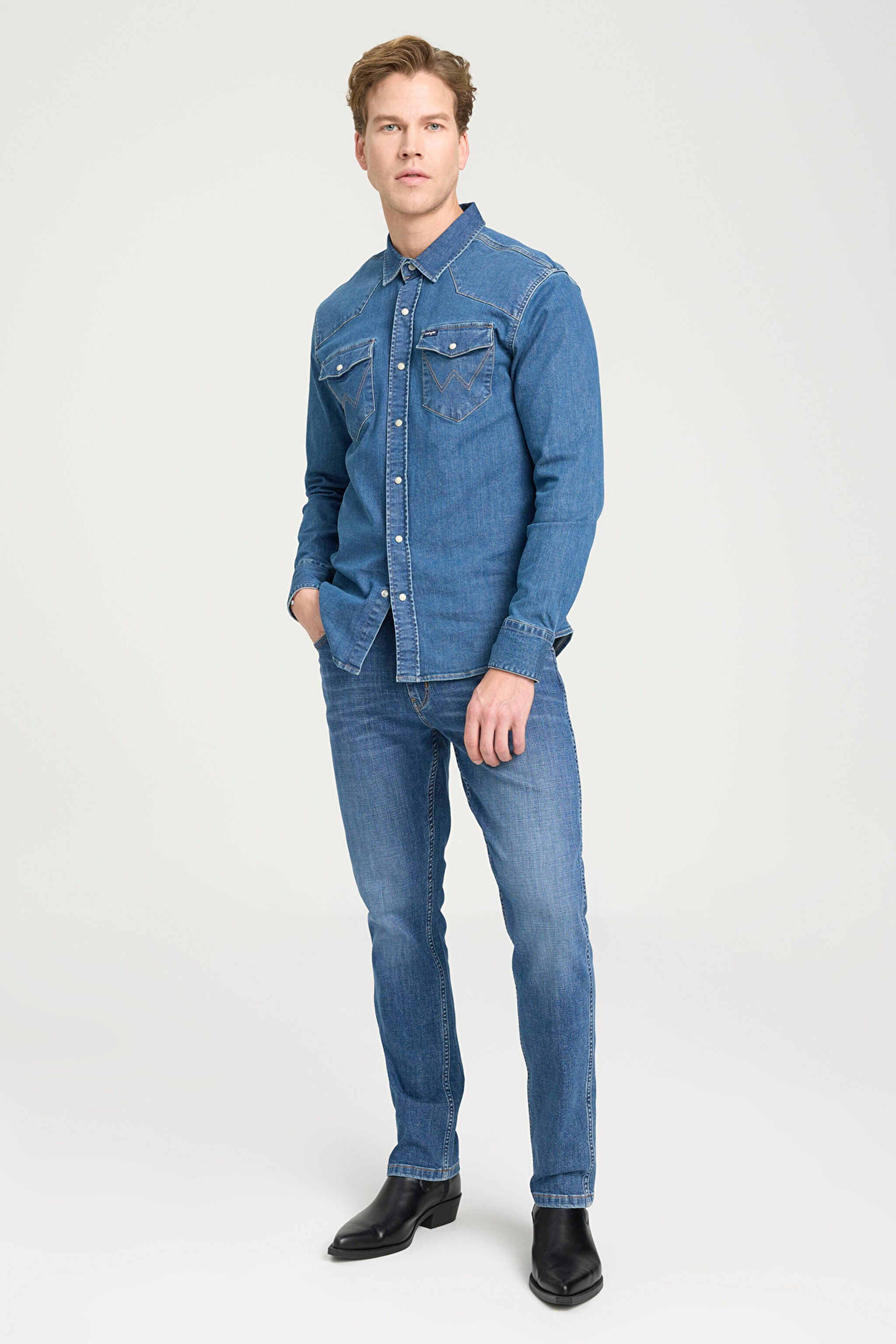 Slim Fit Dar Kesim Normal Bel Dar Paça Koyu Mavi Texas Jean Kot Pantolon - In Deep-W12S084W83 (görsel 3)