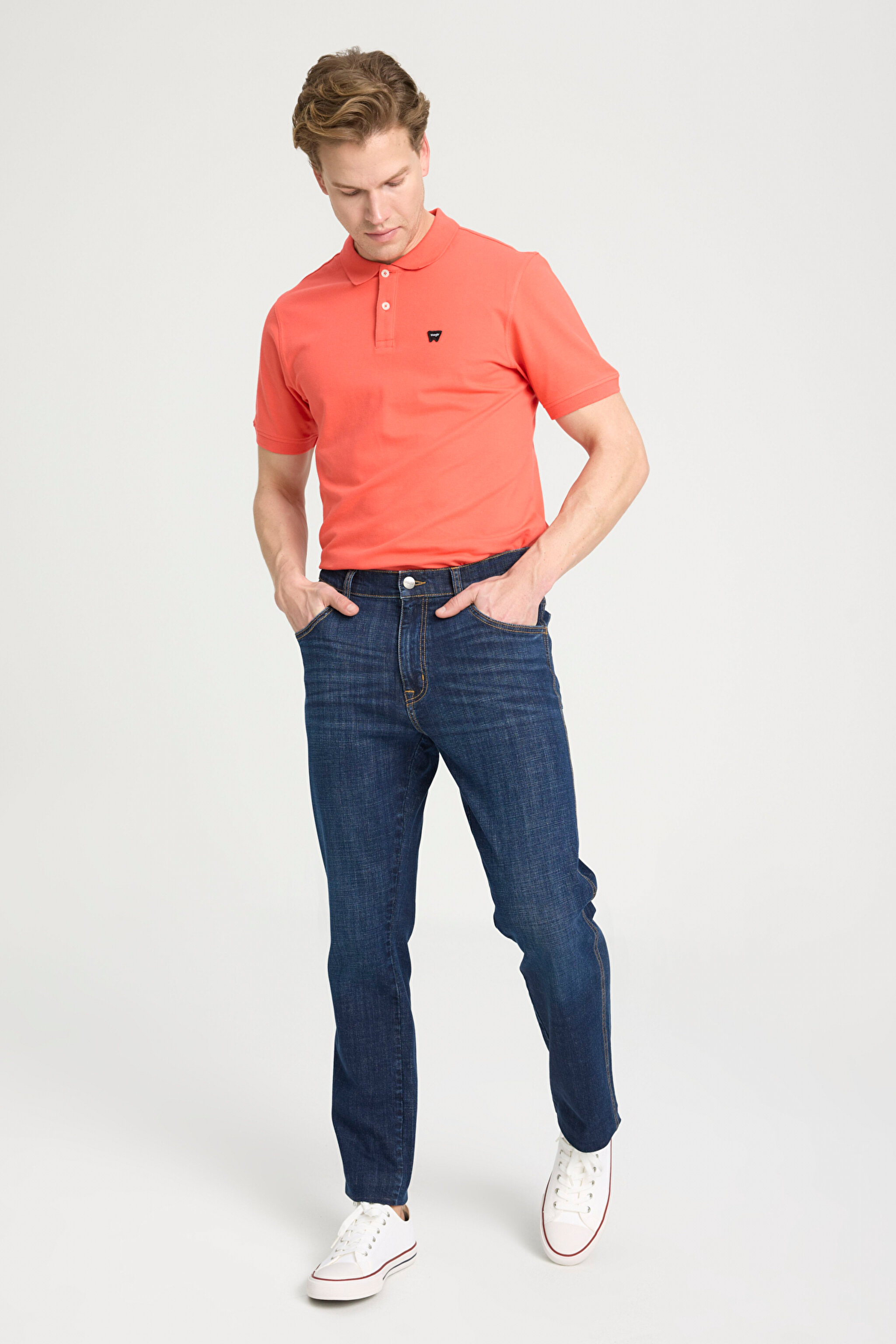 Slim Fit Dar Kesim Normal Bel Dar Paça Koyu Mavi Texas Jean Kot Pantolon