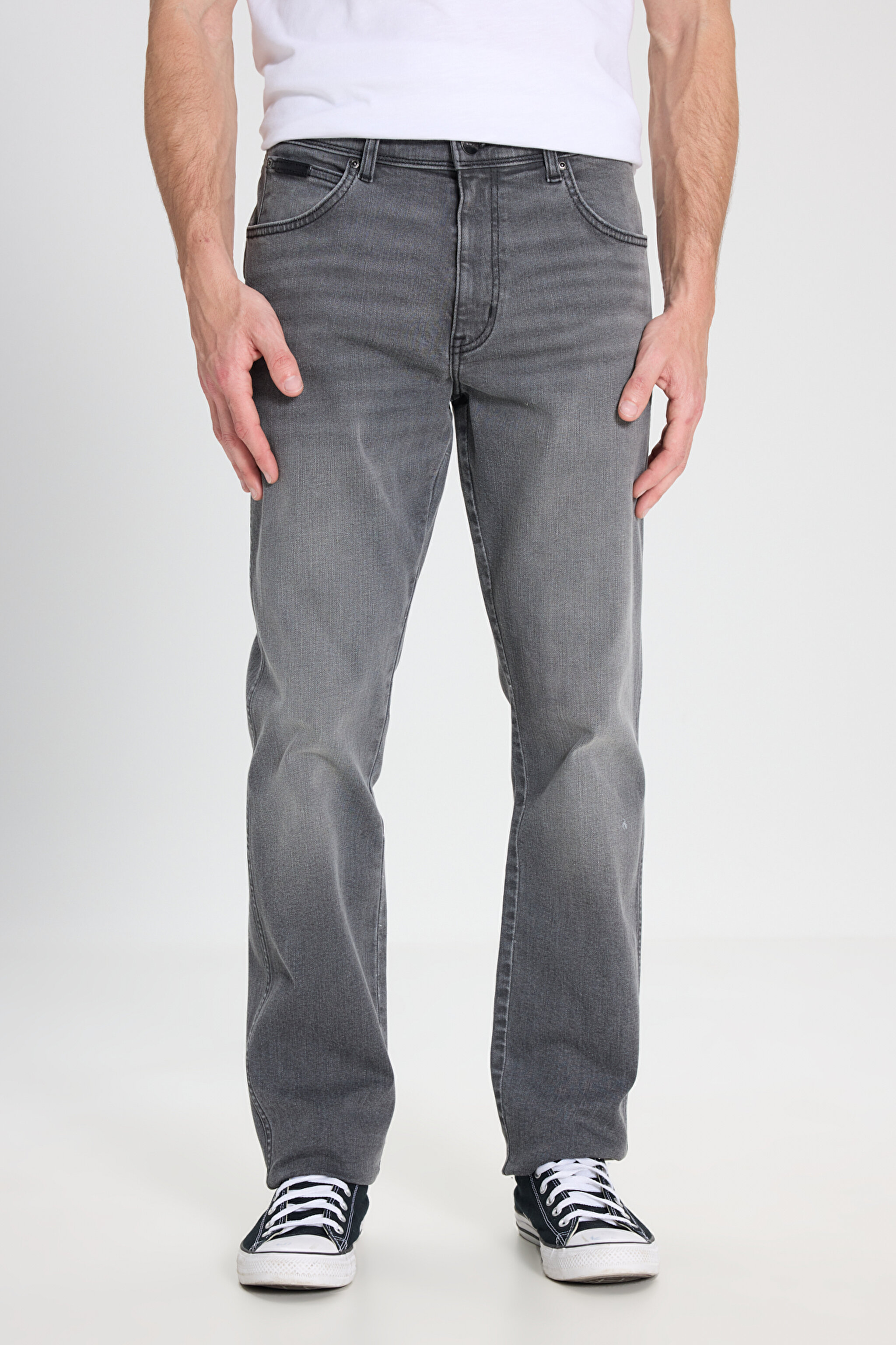 Slim Fit Dar Kesim Normal Bel Dar Paça Texas Antrasit Esnek Jean Denim Pantolon - Mid Anthracite-W12S099051 (görsel 3)