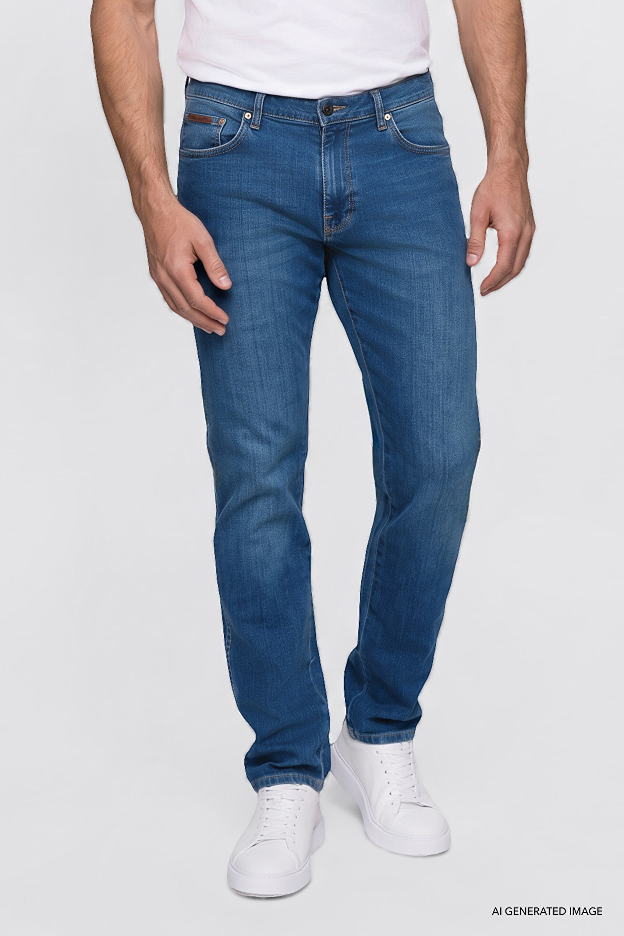 Texas Straight Fit Normal Bel Düz Paça Koyu Mavi Pamuklu Esnek Denim Jean Pantolon - Dark Indigo-W12S260151317 (görsel 3)