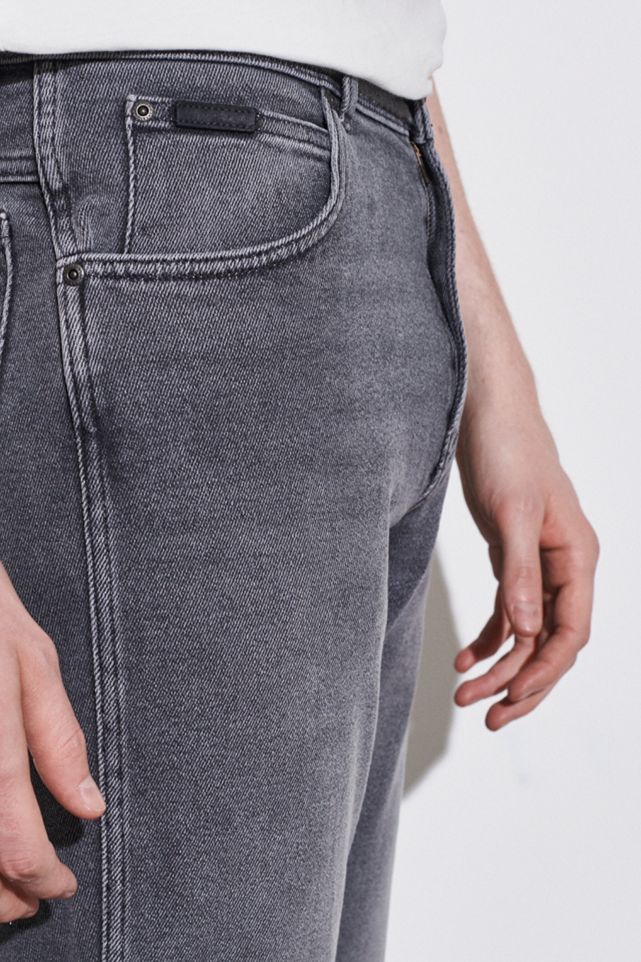 Texas Slim Fit Dar Kesim Normal Bel Gri Esnek Jean Kot Pantolon - Gray-W12S3051U (görsel 2)