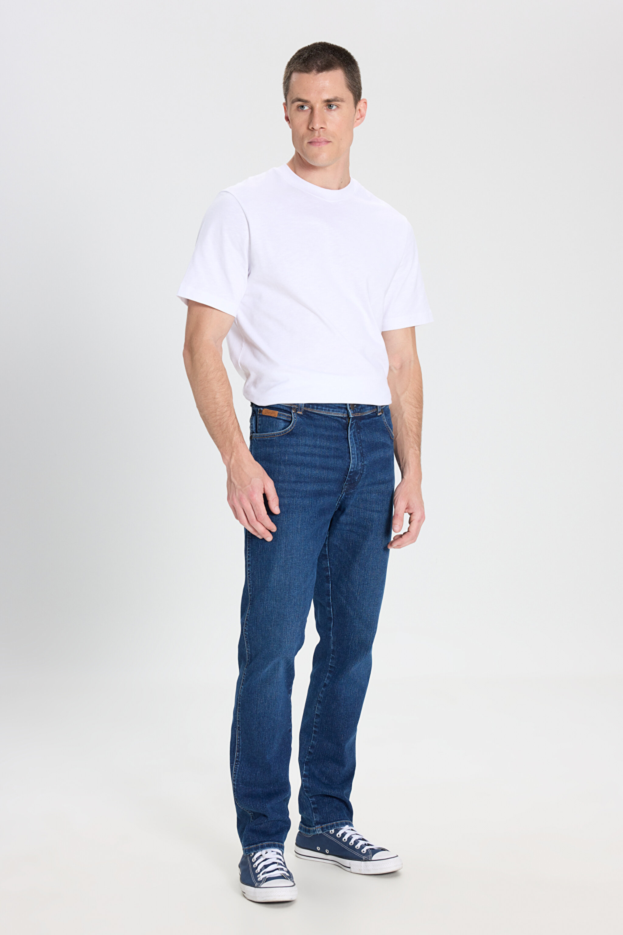 Slim Fit Dar Kesim Normal Bel Dar Paça Texas Koyu Mavi Esnek Jean Denim Pantolon