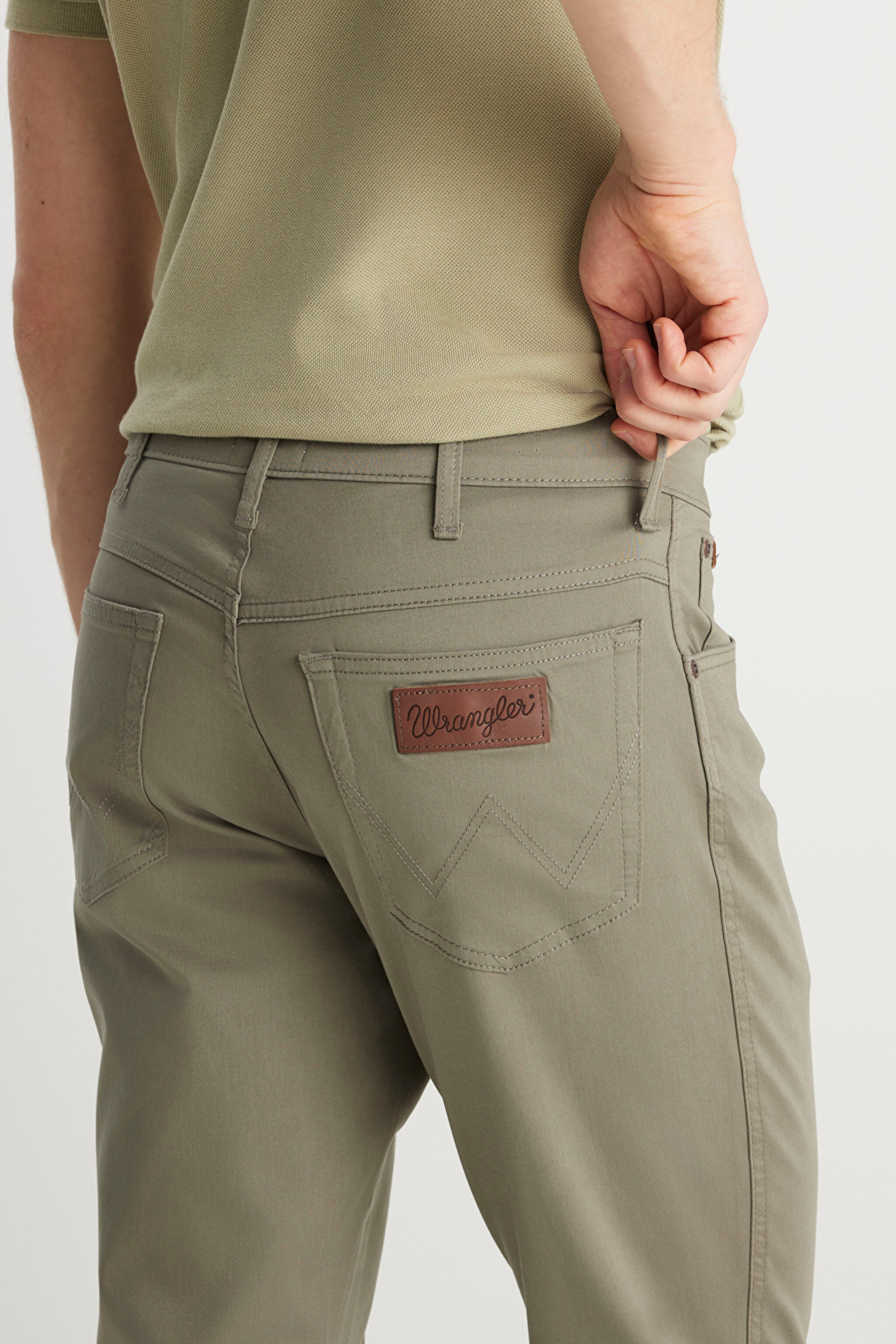 Slim Fit Dar Kesim Normal Bel Dar Paça Zeytin Yeşili Texas Pantolon - Dusty Olive-W12SEA45 (görsel 5)