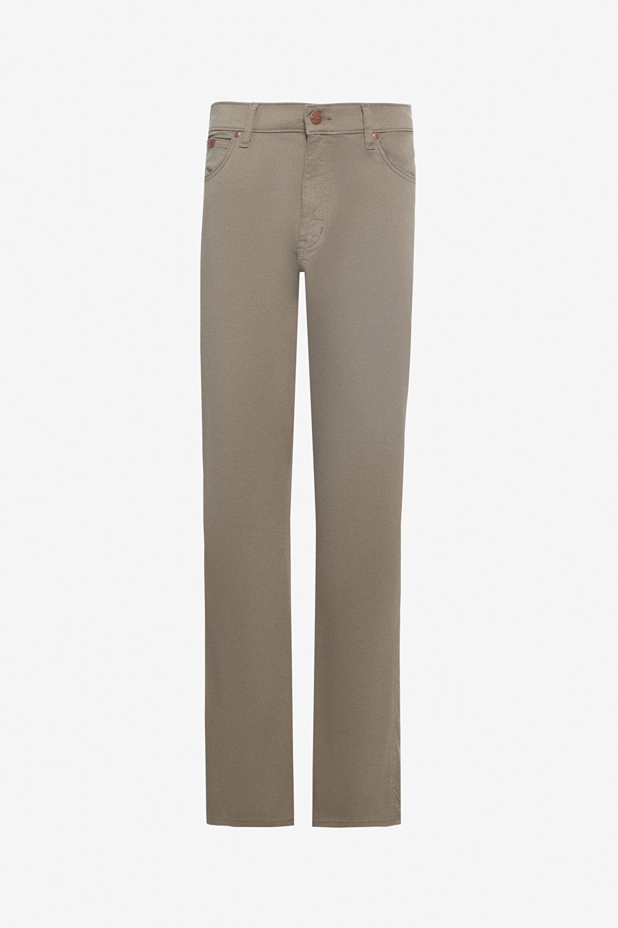 Slim Fit Dar Kesim Normal Bel Dar Paça Zeytin Yeşili Texas Pantolon - Dusty Olive-W12SEA45 (görsel 6)