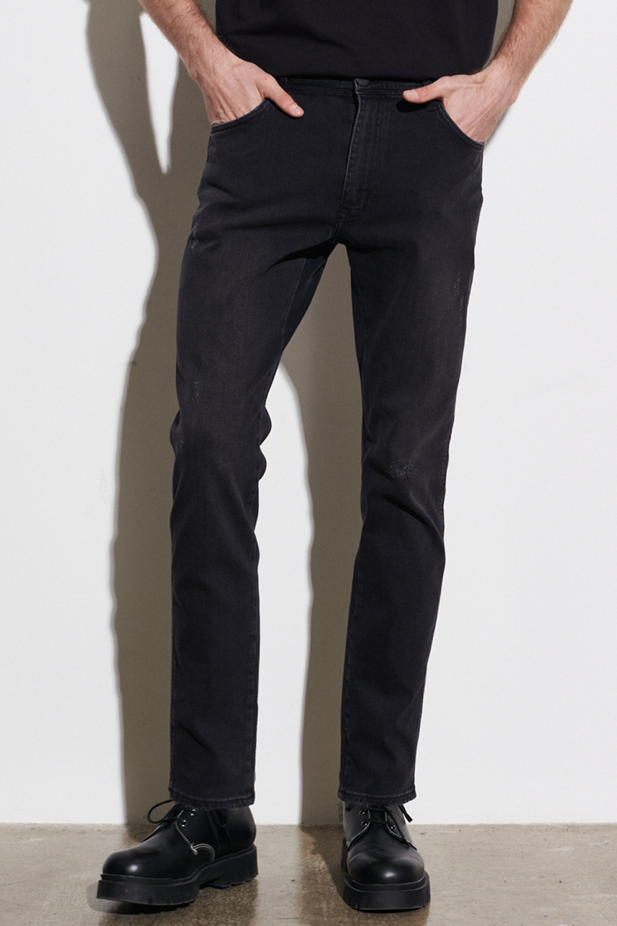 Texas Tapered Regular Fit Denim Esnek Jean Kot Pantolon - Venom Black-W12T001009 (görsel 4)