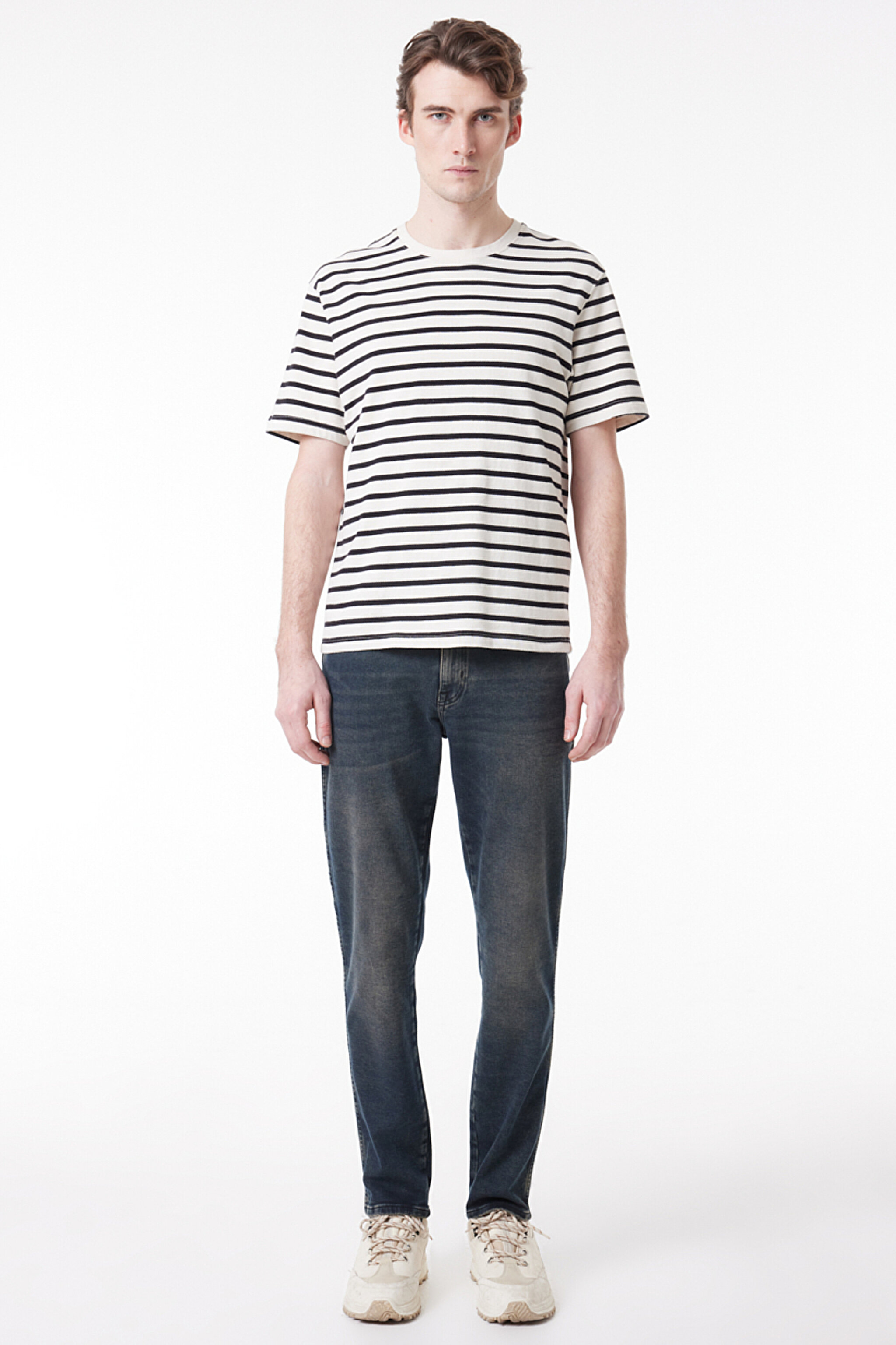 Regular Fit Normal Kesim Normal Bel Taşlamalı Gri Esnek Texas Tapered Jean Denim Kot Pantolon - Stone-W12T01658 (görsel 3)