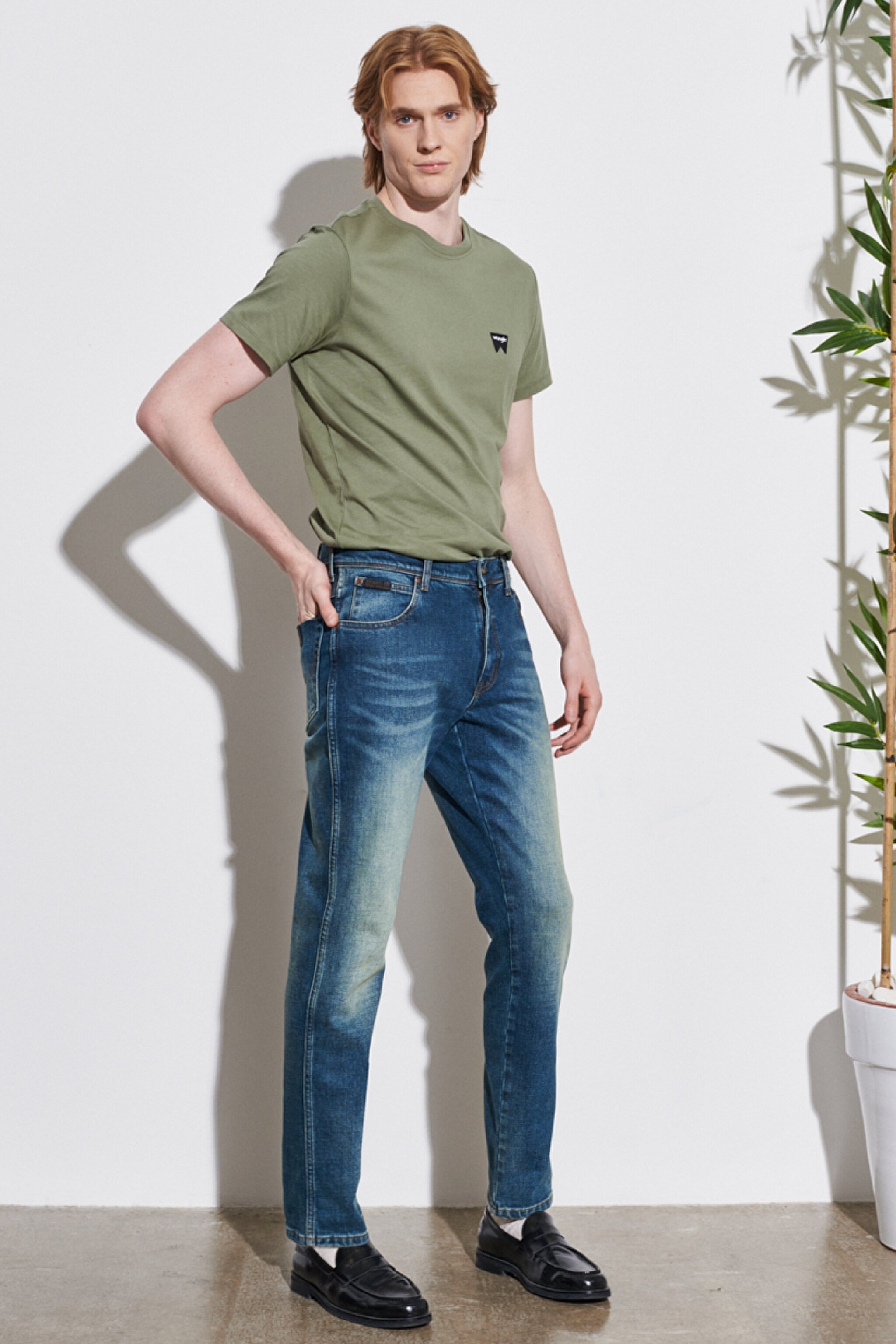 Texas Tapered Regular Fit Denim Esnek Jean Kot Pantolon - Mid Blue-W12T2837J