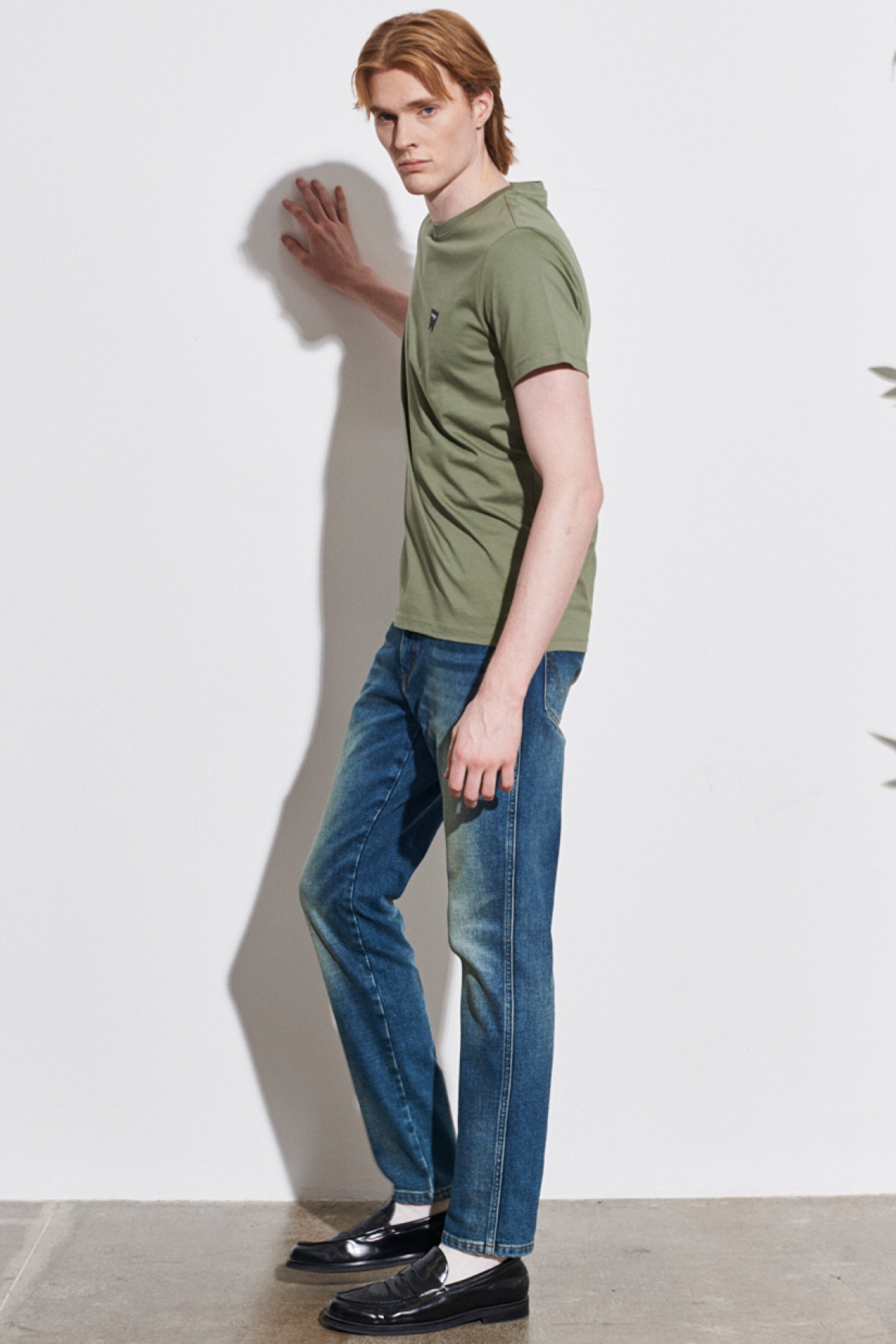 Texas Tapered Regular Fit Denim Esnek Jean Kot Pantolon - Mid Blue-W12T2837J (görsel 2)