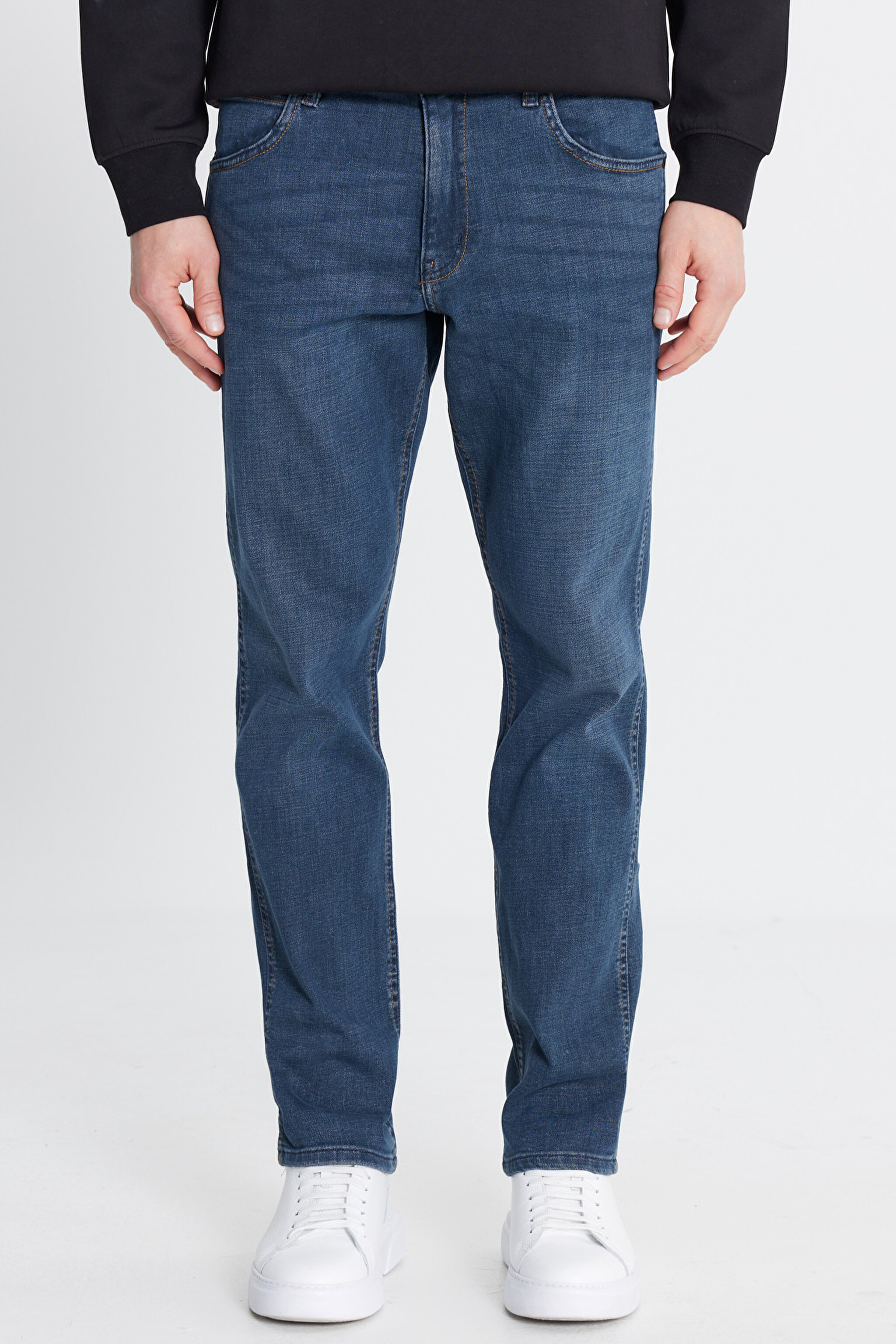 Pamuklu Greensboro Straight Fit Jean Kot Denim Pantolon - Dark Indigo-W15Q00021317 (görsel 3)