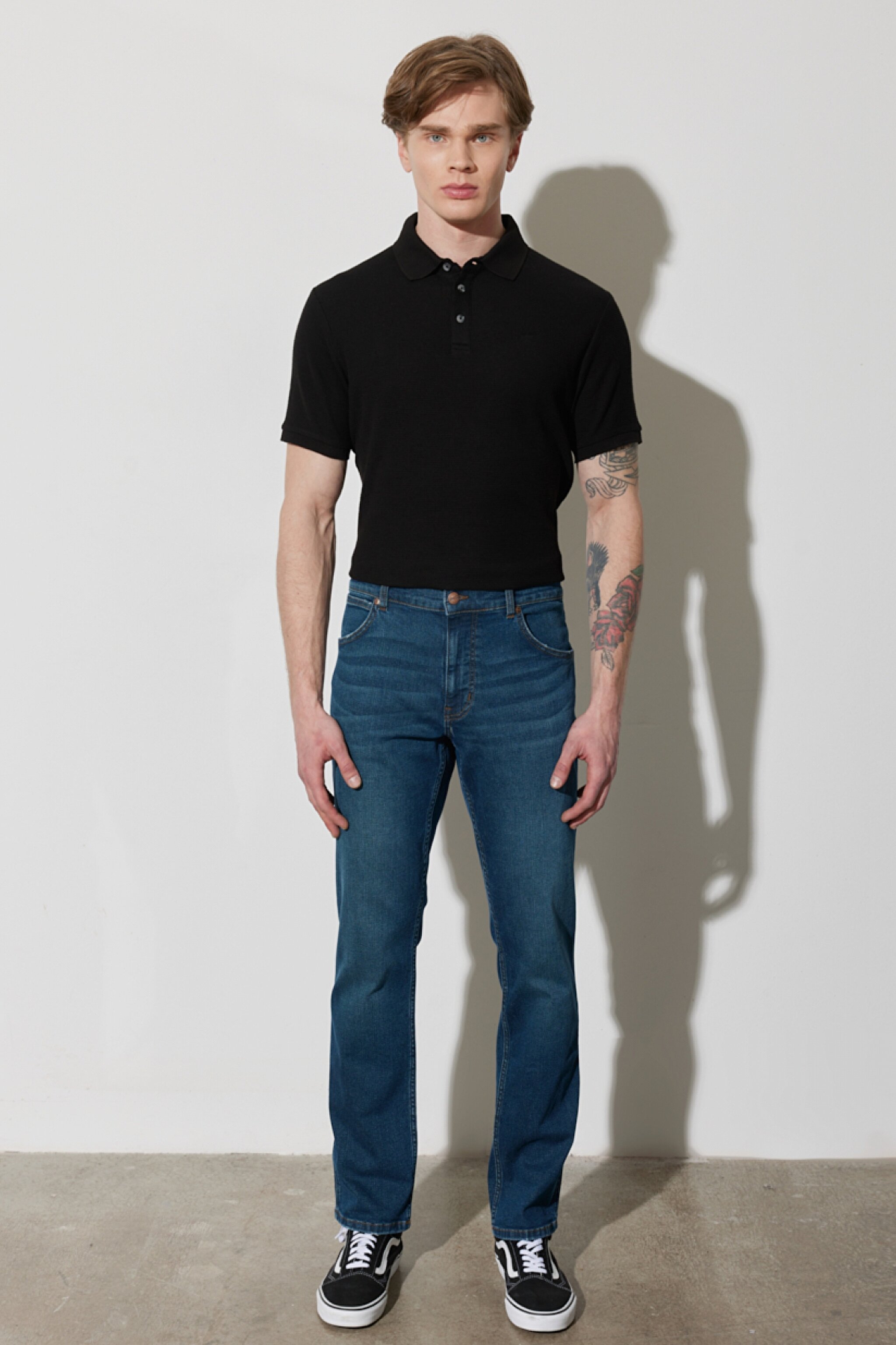 Greensboro Straight Fit Düz Kesim Düşük Bel Mavi Esnek Jean Kot Pantolon - Mid Blue-W15Q009XT (görsel 2)