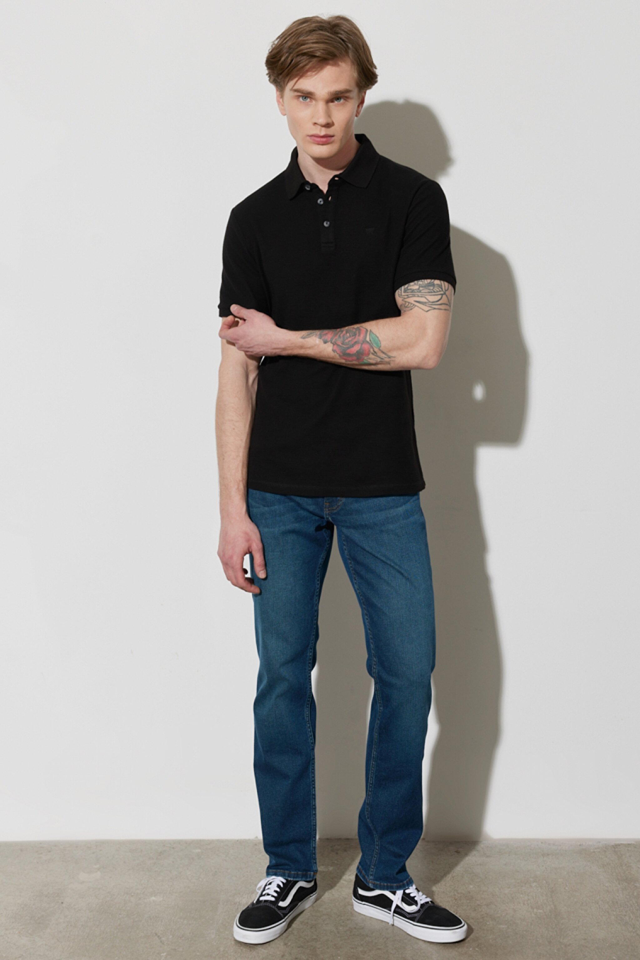 Greensboro Straight Fit Düz Kesim Düşük Bel Mavi Esnek Jean Kot Pantolon - Mid Blue-W15Q009XT (görsel 3)