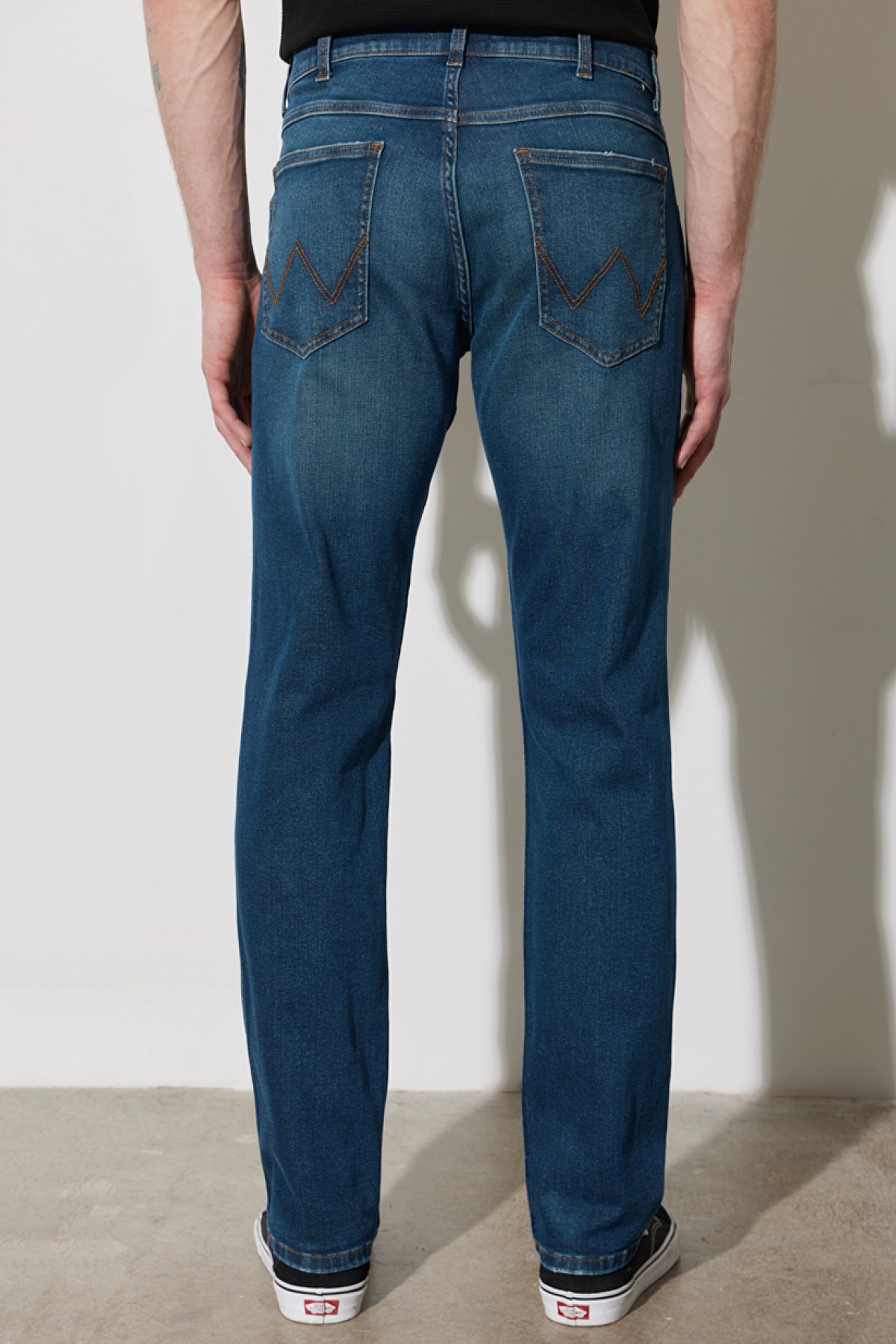 Greensboro Straight Fit Düz Kesim Düşük Bel Mavi Esnek Jean Kot Pantolon - Mid Blue-W15Q009XT (görsel 6)
