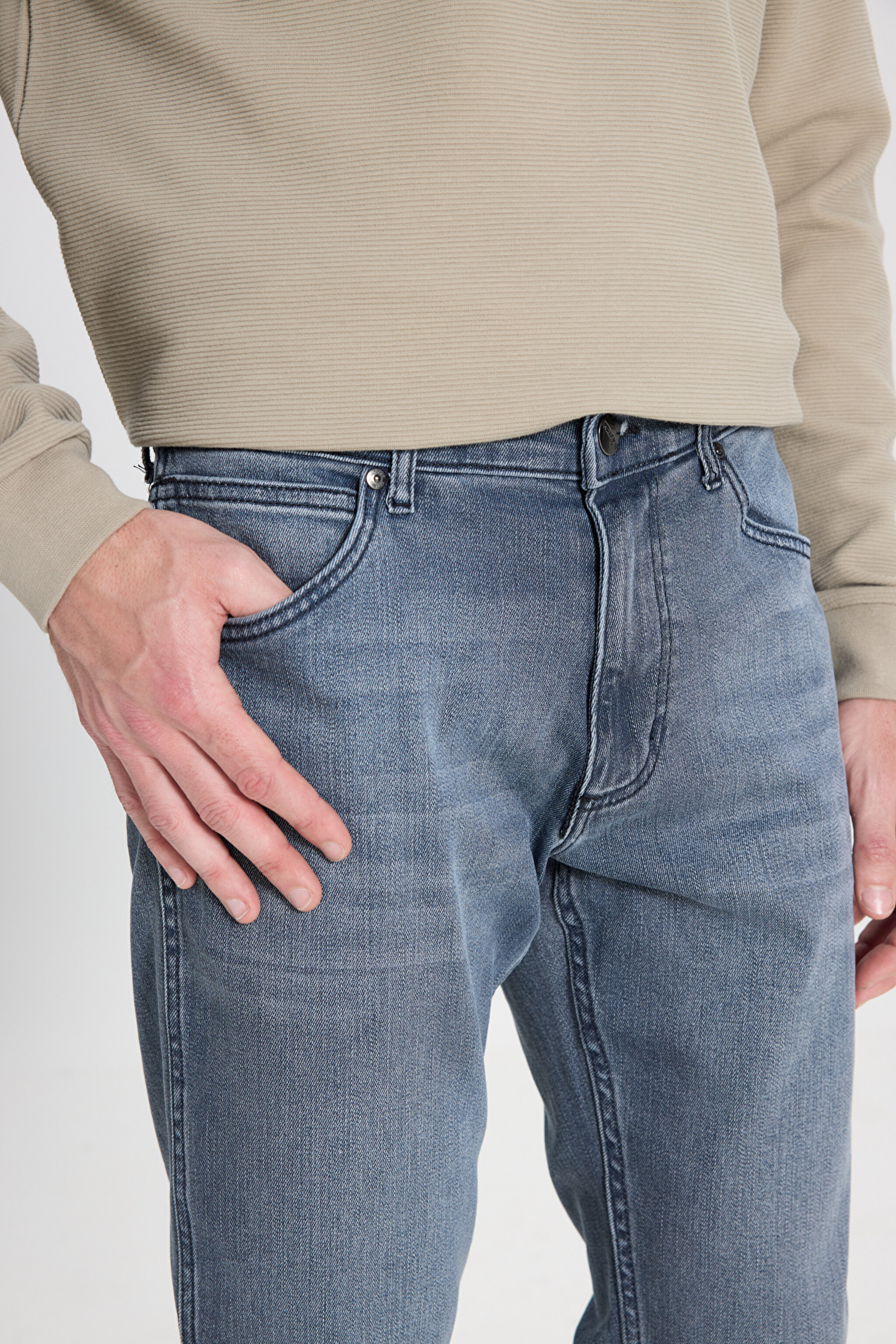 Regular Fit Normal Kesim Düşük Bel Düz Paça Mavi Greensboro Jean Kot Pantolon - Stone-W15Q02258 (görsel 4)