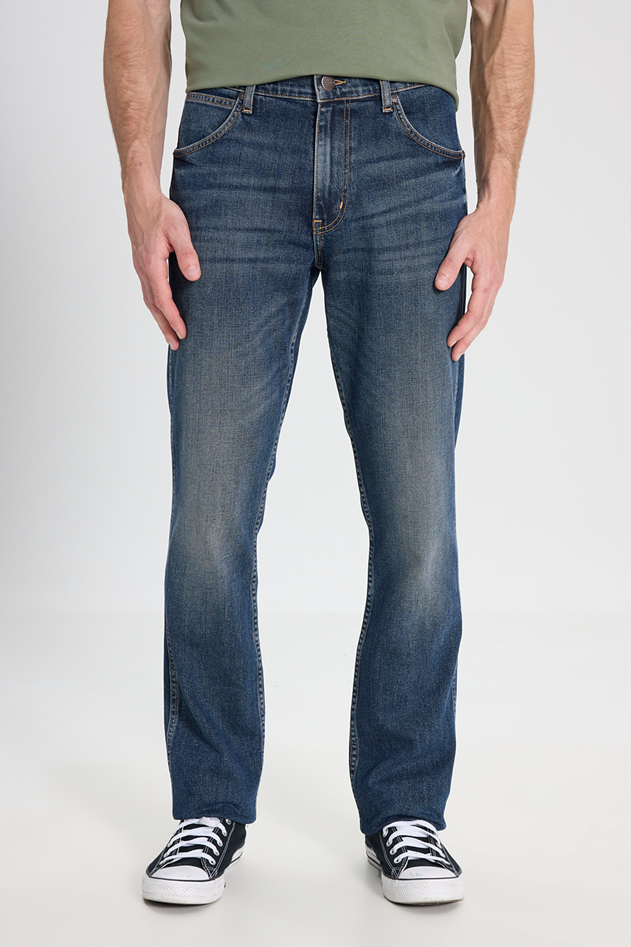 Regular Fit Normal Kesim Düşük Bel Greensboro Mavi Esnek Jean Denim Pantolon - Mid Indigo-W15Q027318 (görsel 3)