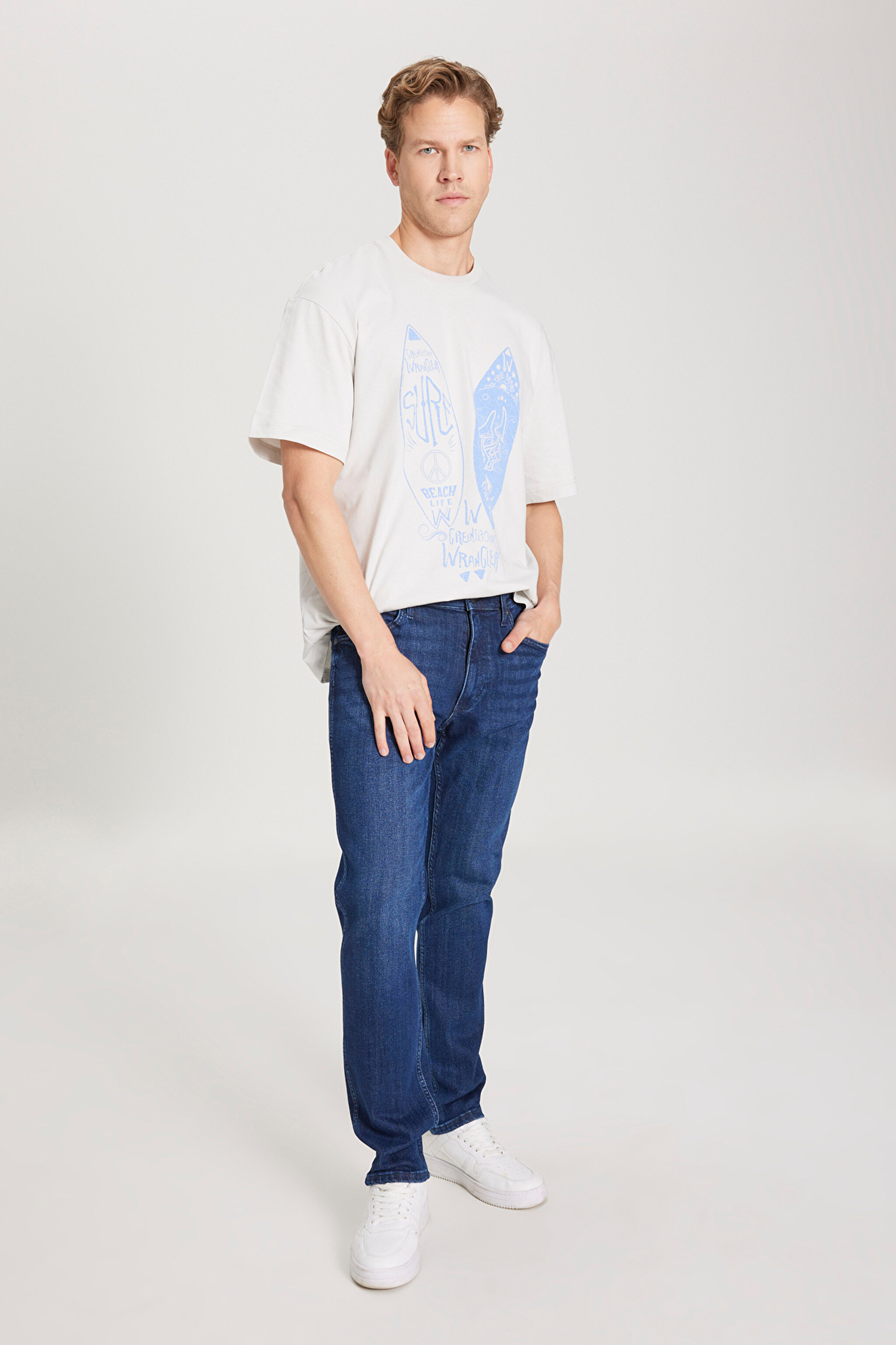 Regular Fit Normal Kesim Düşük Bel Düz Paça Mavi Greensboro Jean Kot Pantolon - Mid Blue-W15Q029XT