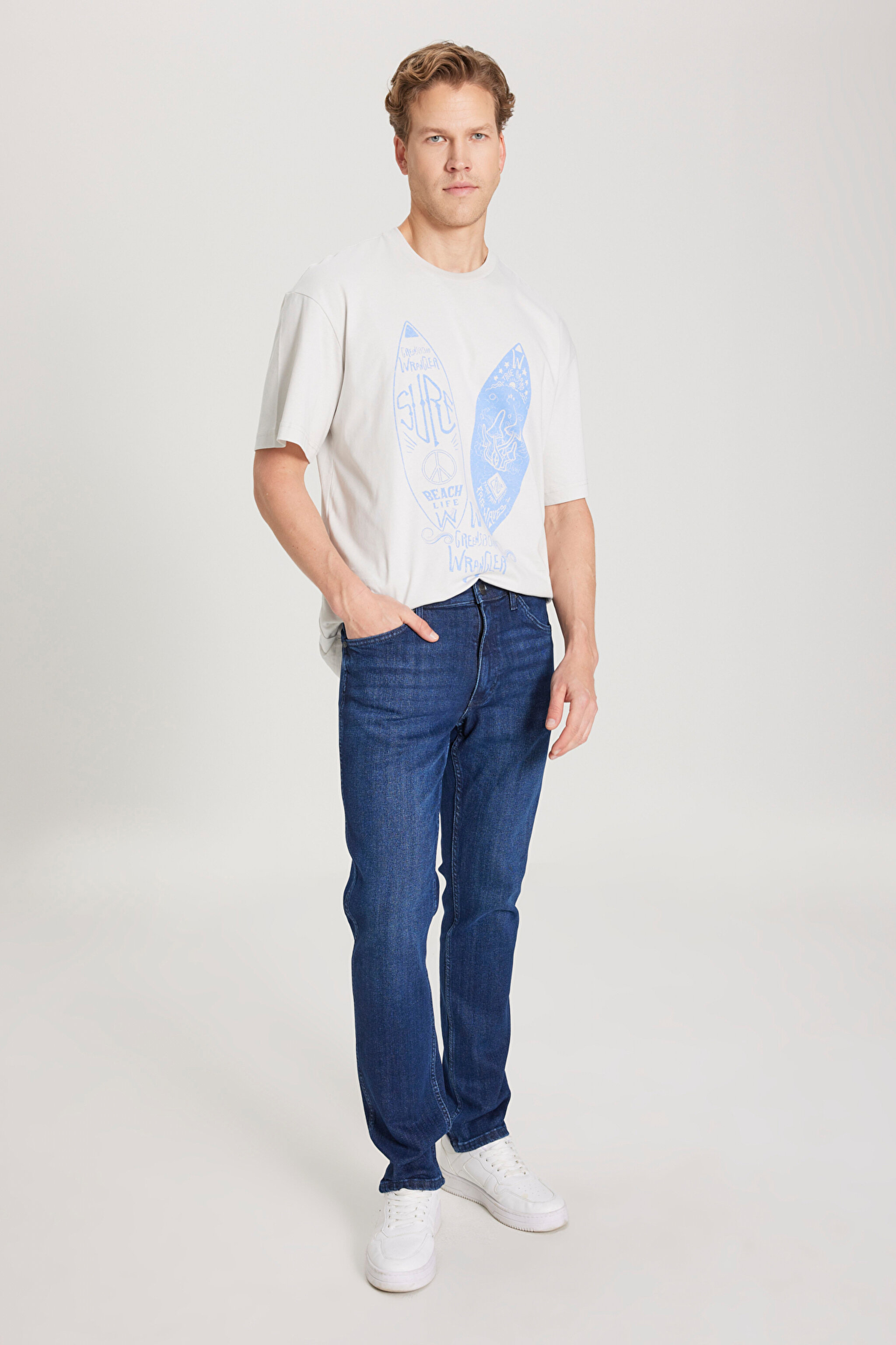 Regular Fit Normal Kesim Düşük Bel Düz Paça Mavi Greensboro Jean Kot Pantolon - Mid Blue-W15Q029XT (görsel 2)