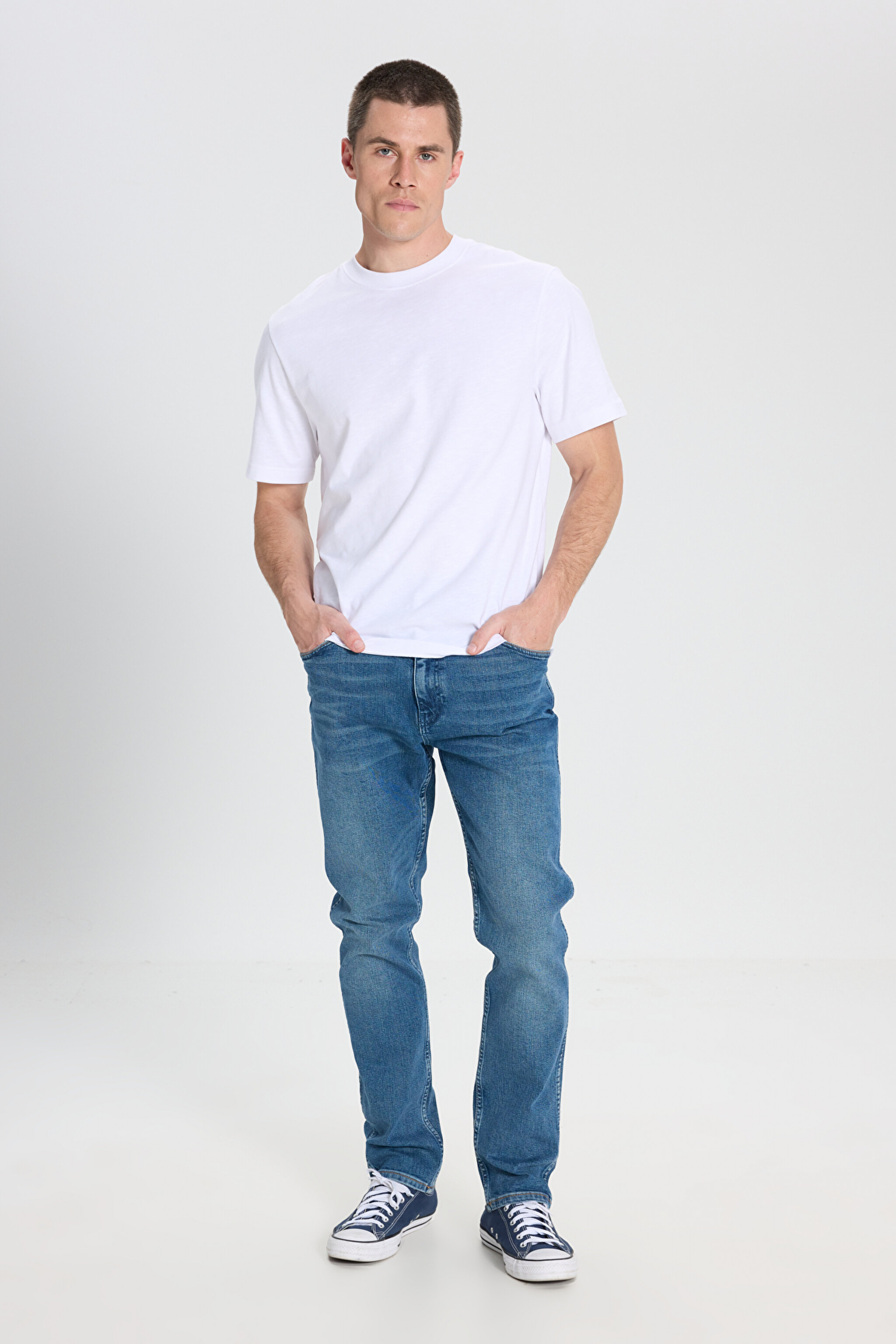 Regular Straight Fit Normal Kesim Düşük Bel Açık Mavi Esnek Greensboro Jean Kot Pantolon - Sheaker-W15Q84351 (görsel 2)