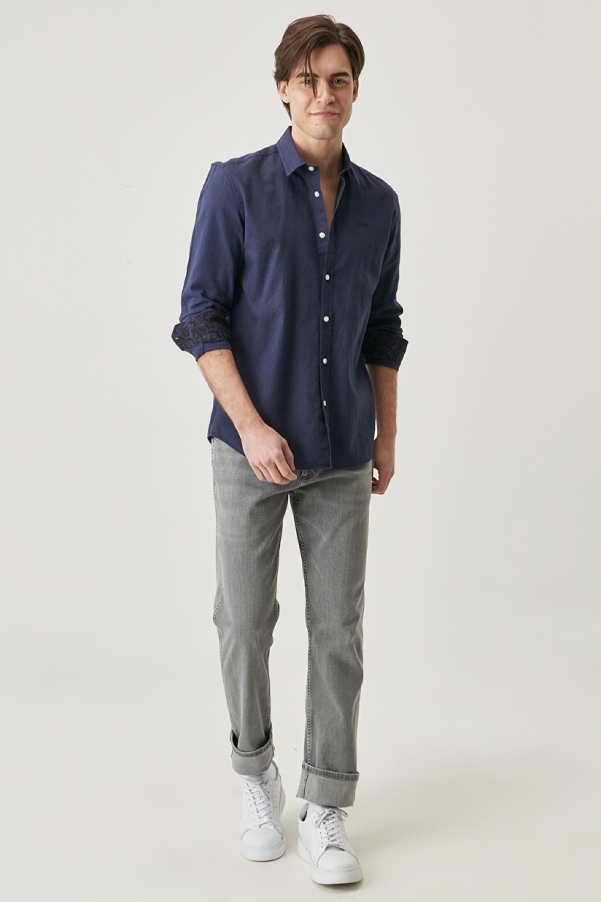 Regular Straight Fit Greensboro Esnek Jean Pantolon - Granite-W15Q8929U